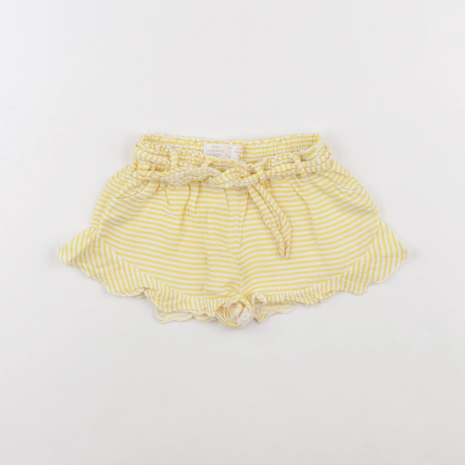 Zara - short jaune, blanc - 6/9 mois