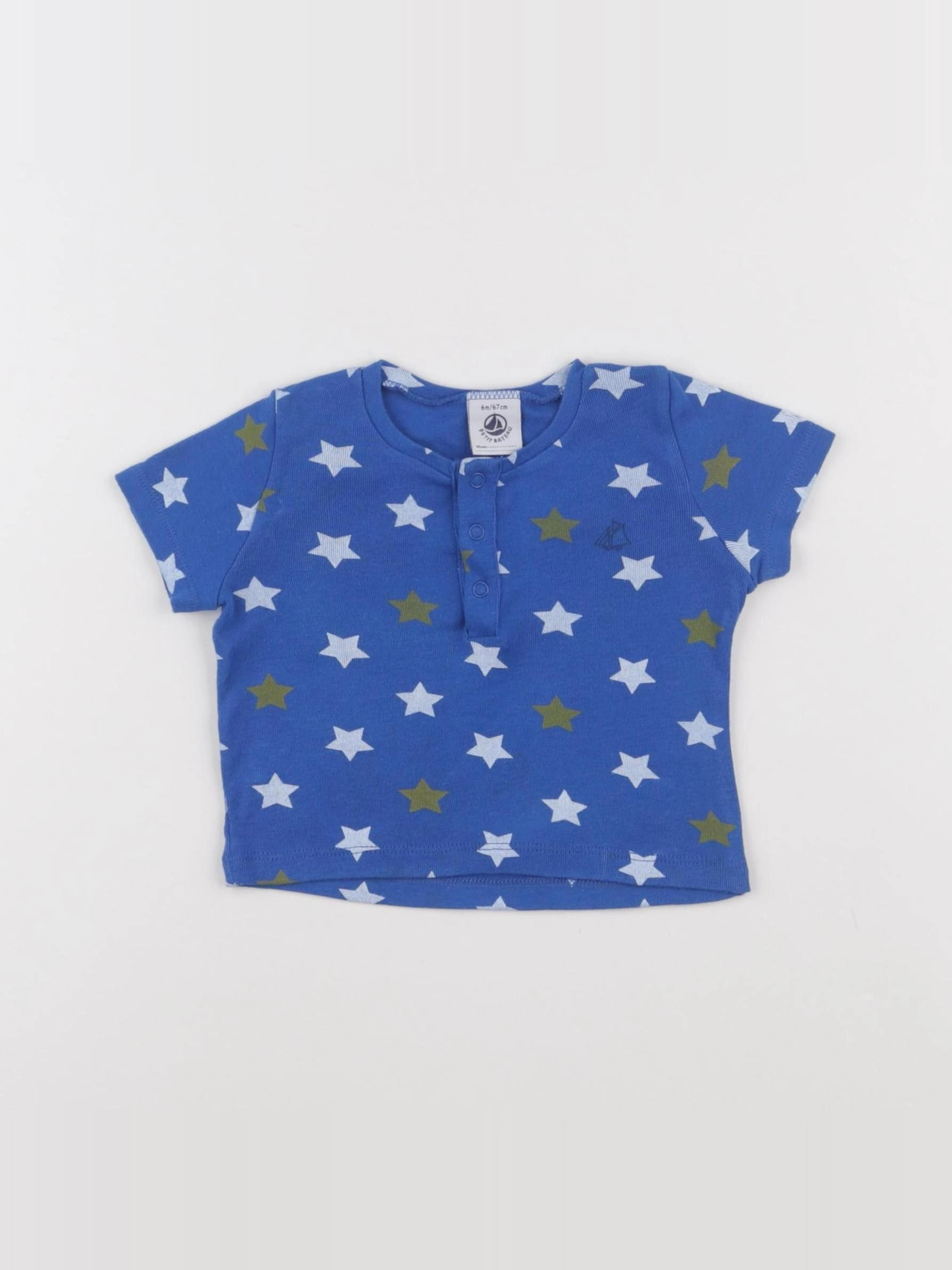 Petit Bateau - tee-shirt bleu - 6 mois