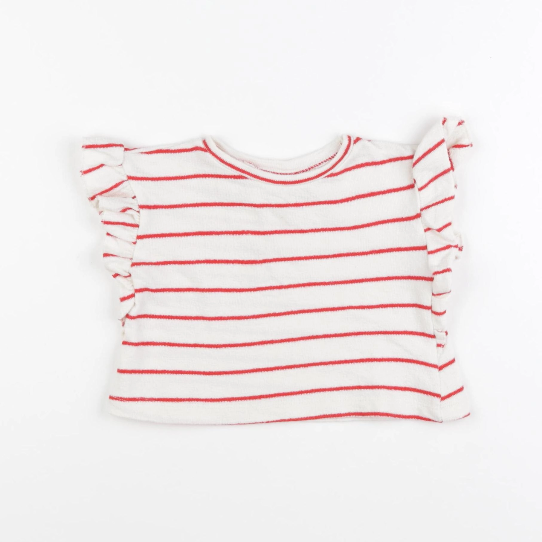 Zara - tee-shirt blanc, rouge - 6/9 mois