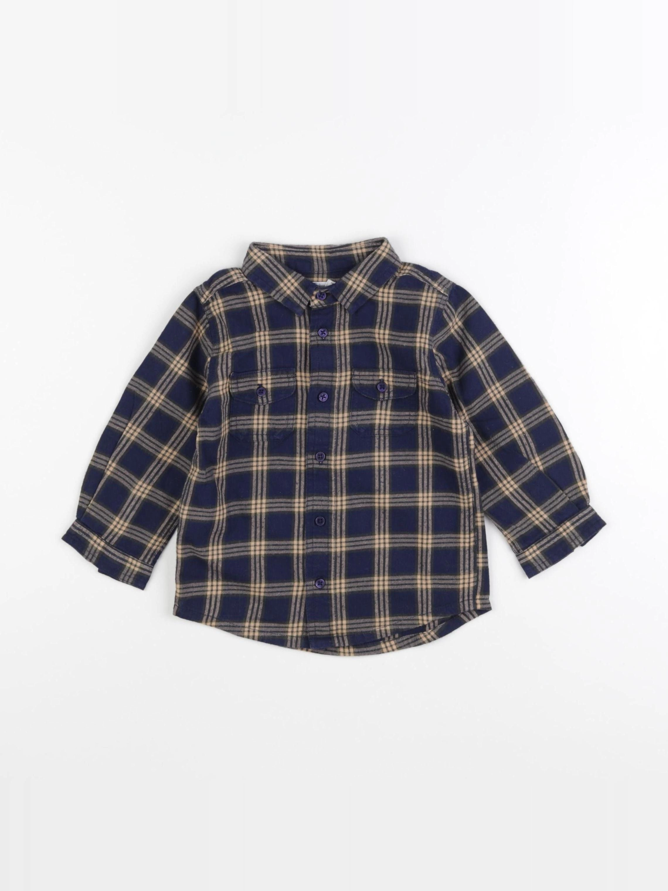 Boutchou - chemise bleu, marron - 18 mois