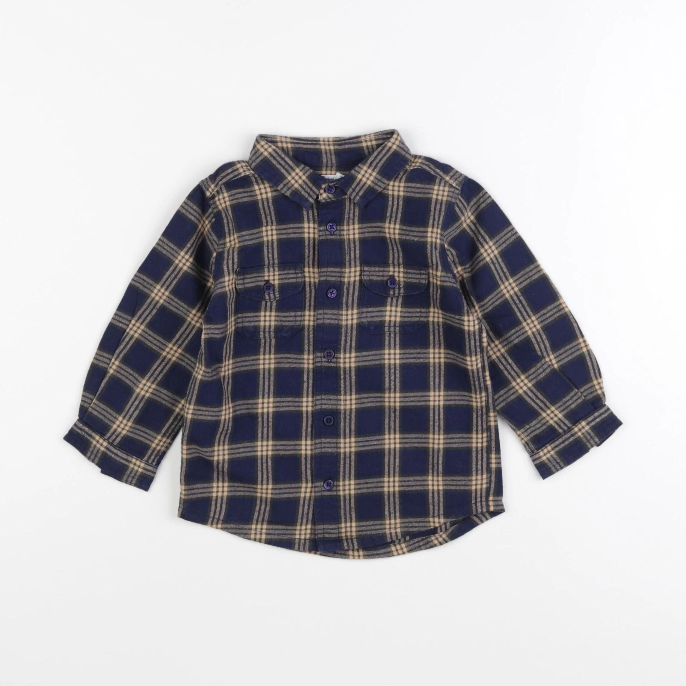 Boutchou - chemise bleu, marron - 18 mois