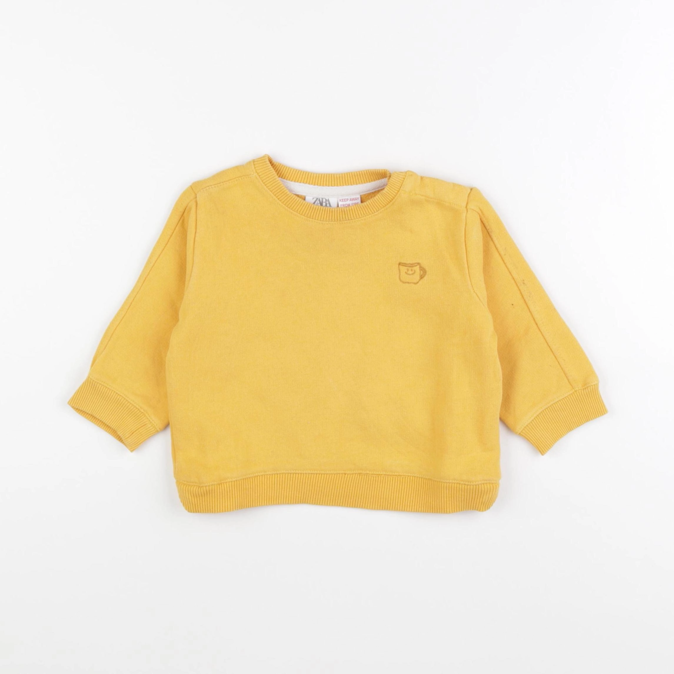 Zara - sweat jaune - 6/9 mois