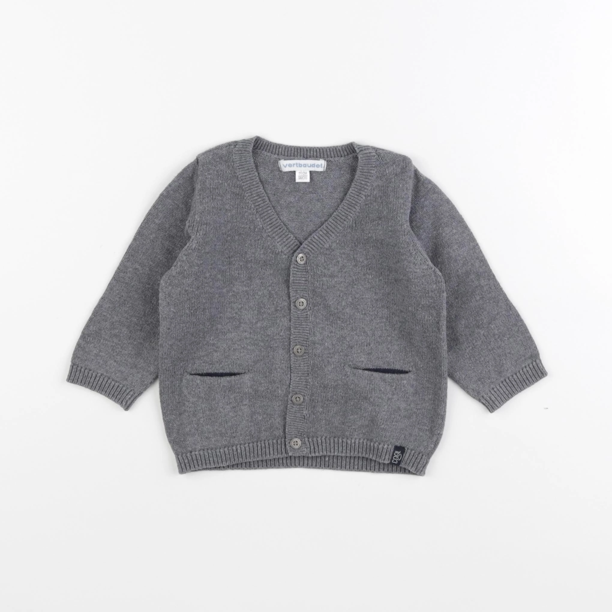 Vertbaudet - gilet gris - 9 mois