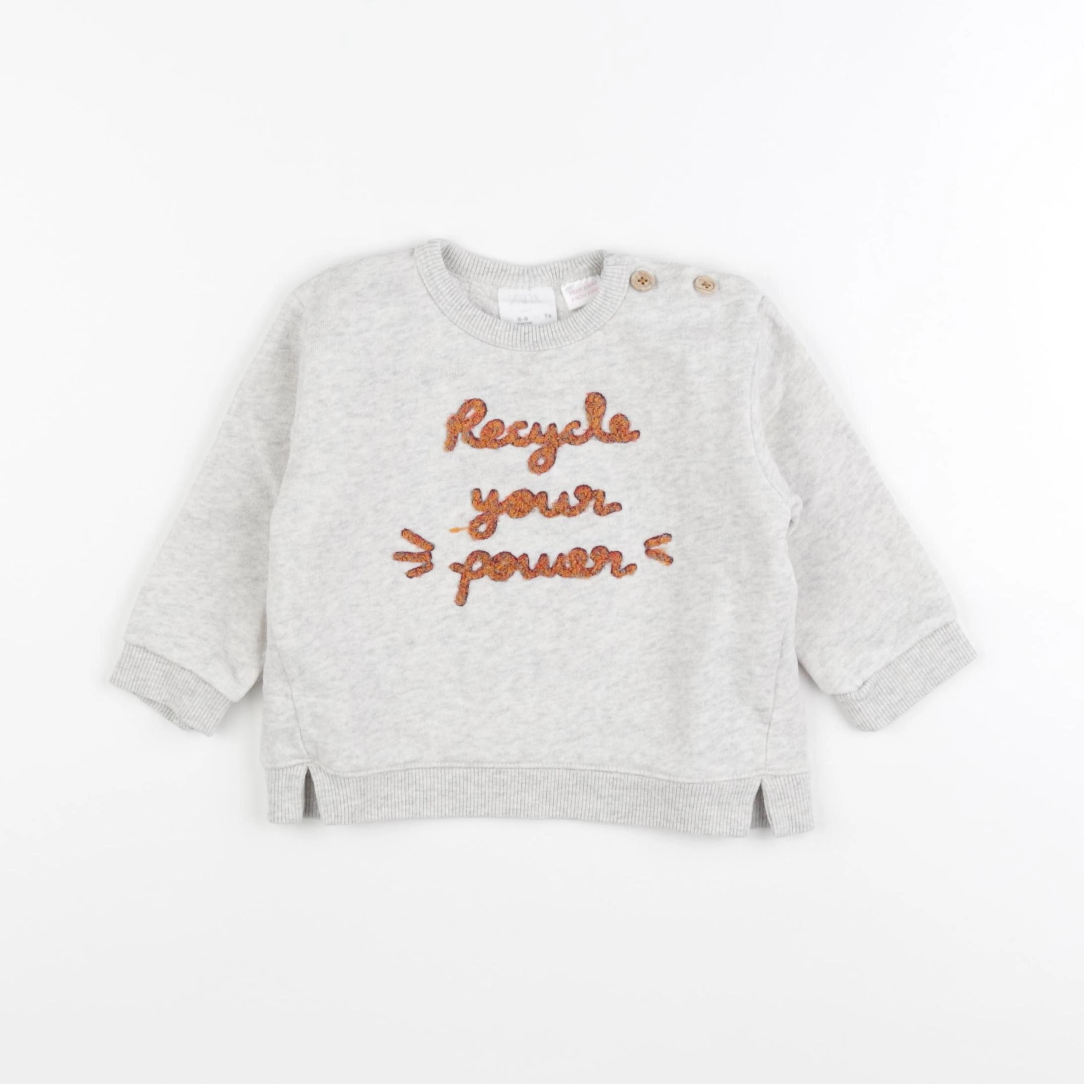 Zara - sweat gris - 6/9 mois