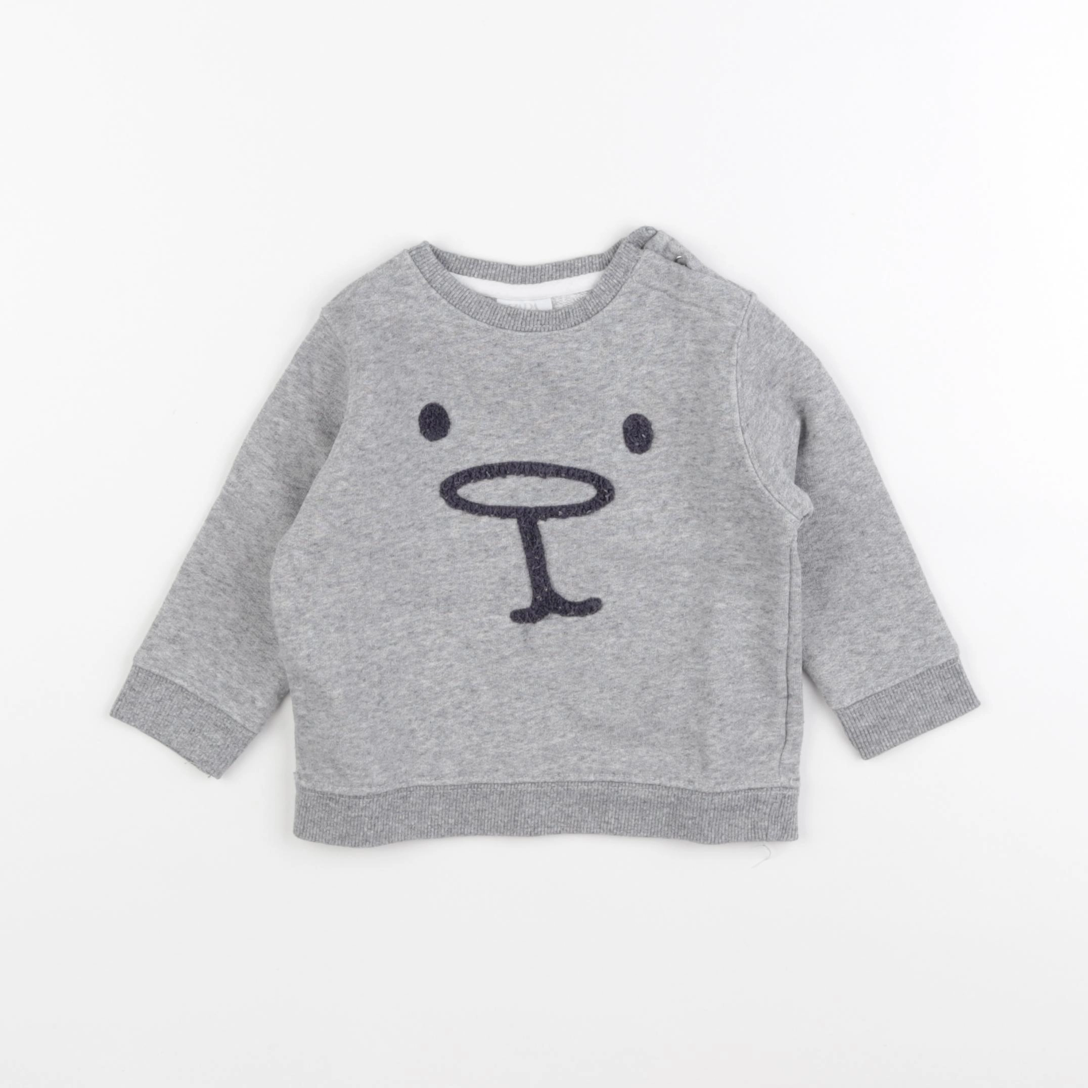Zara - sweat gris - 6/9 mois