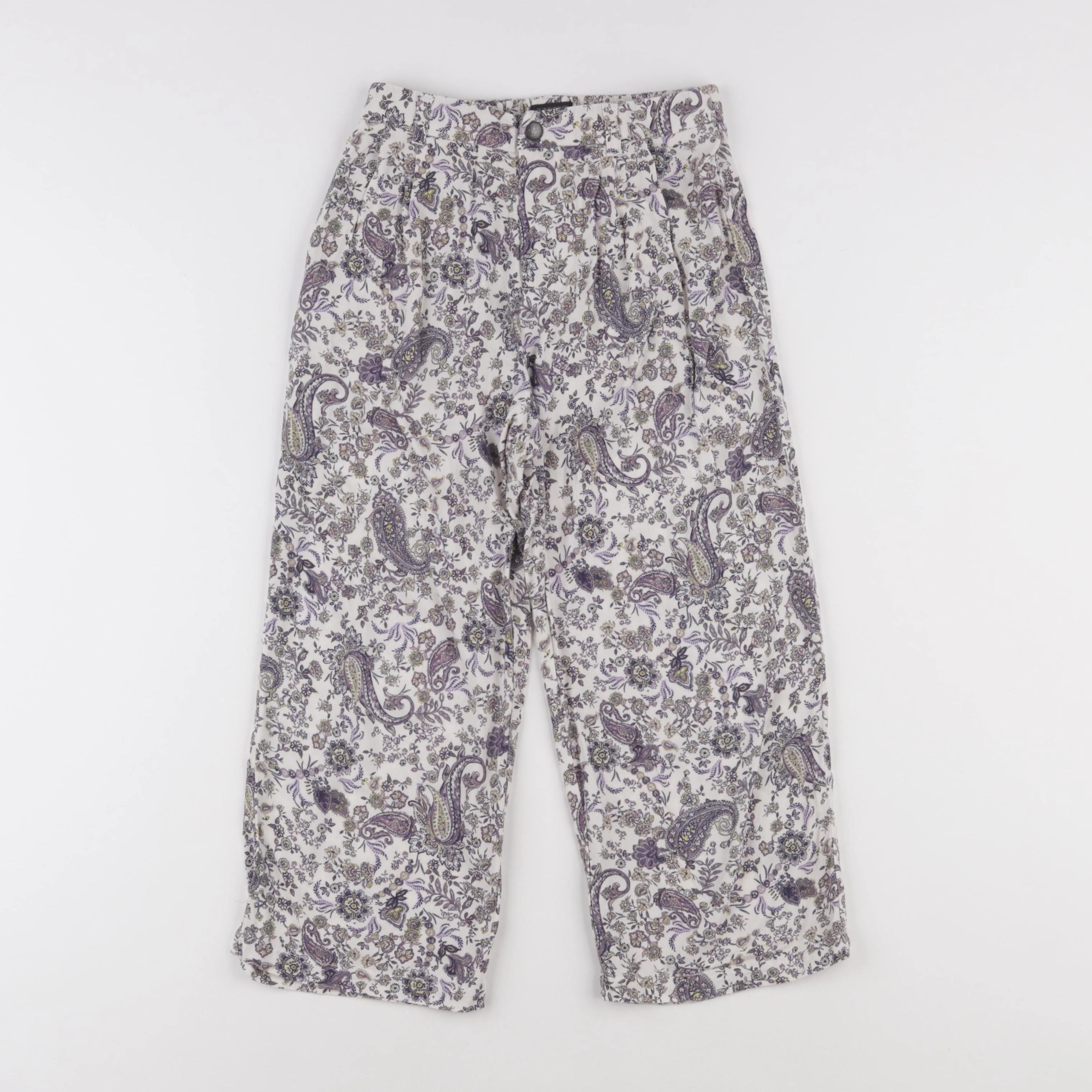 IKKS - pantalon blanc, violet - 8 ans