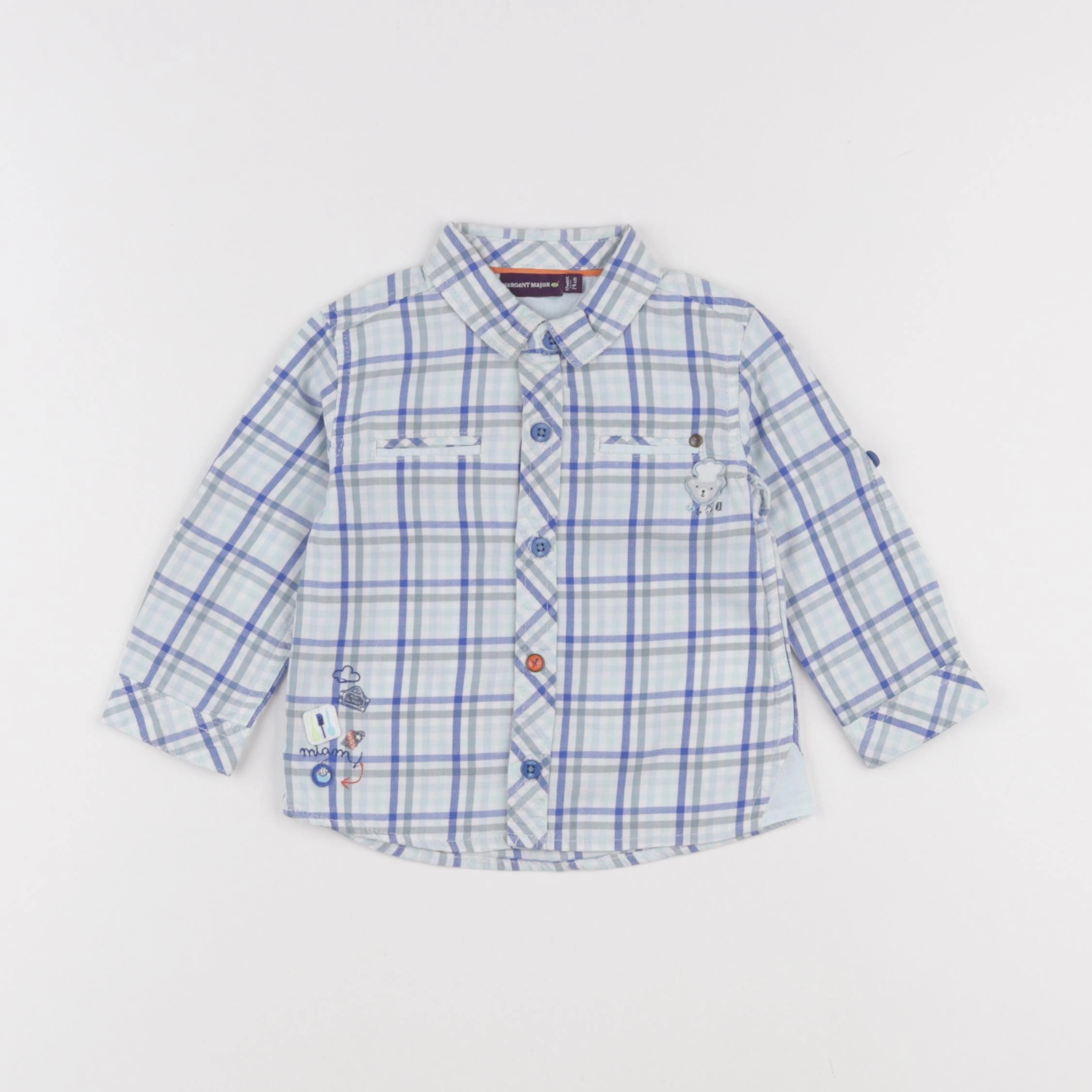 Sergent Major - chemise bleu, blanc - 12 mois
