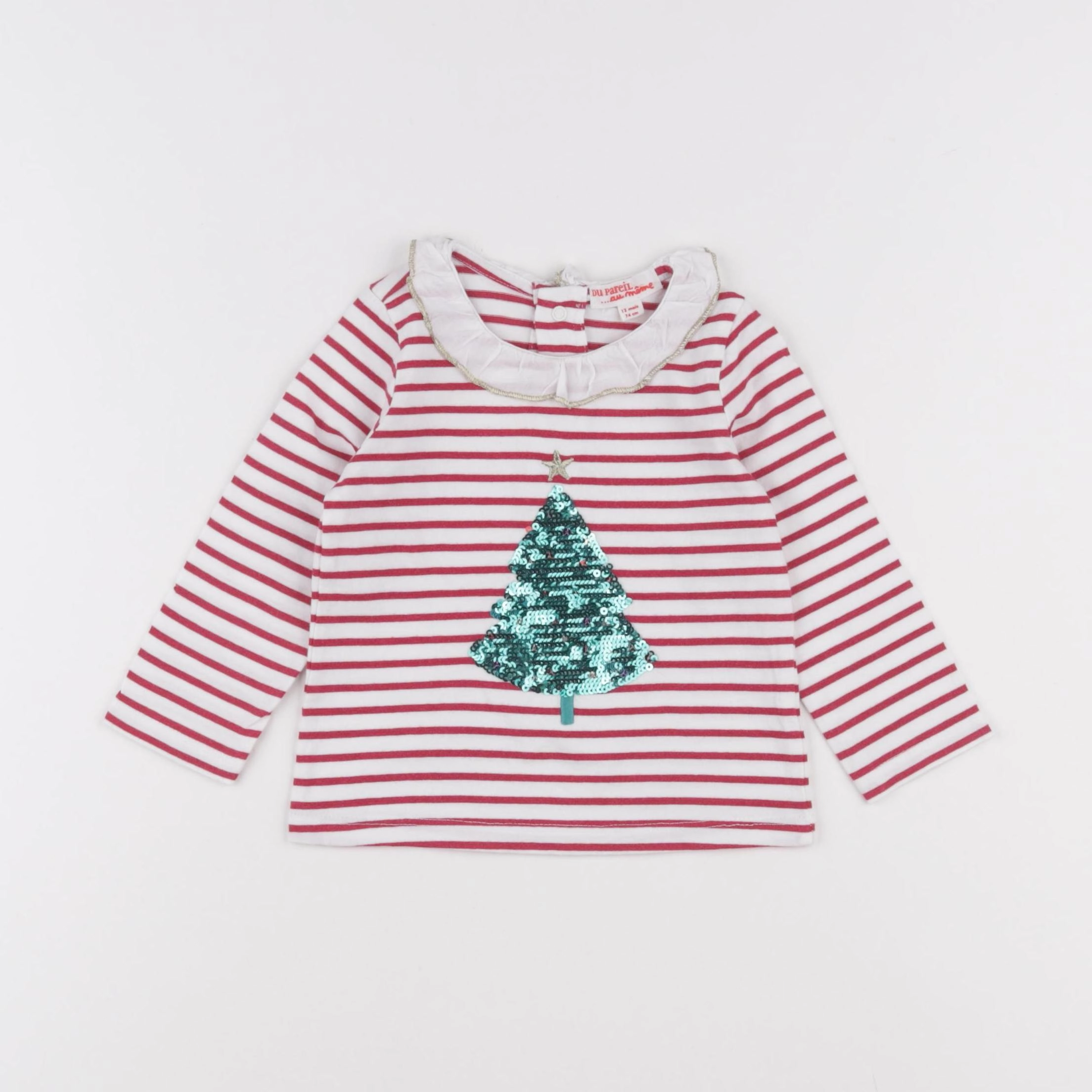 DPAM - tee-shirt blanc, rouge - 12 mois