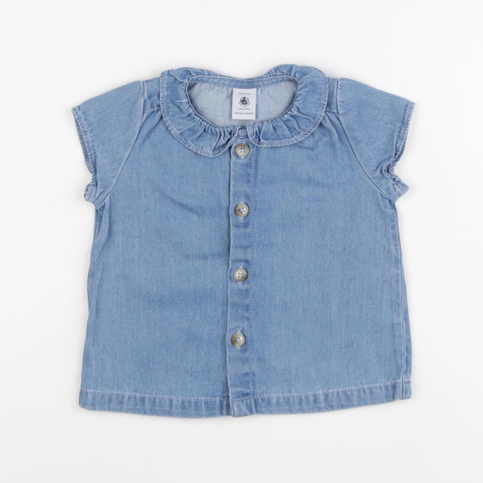 Petit Bateau - blouse bleu - 12 mois