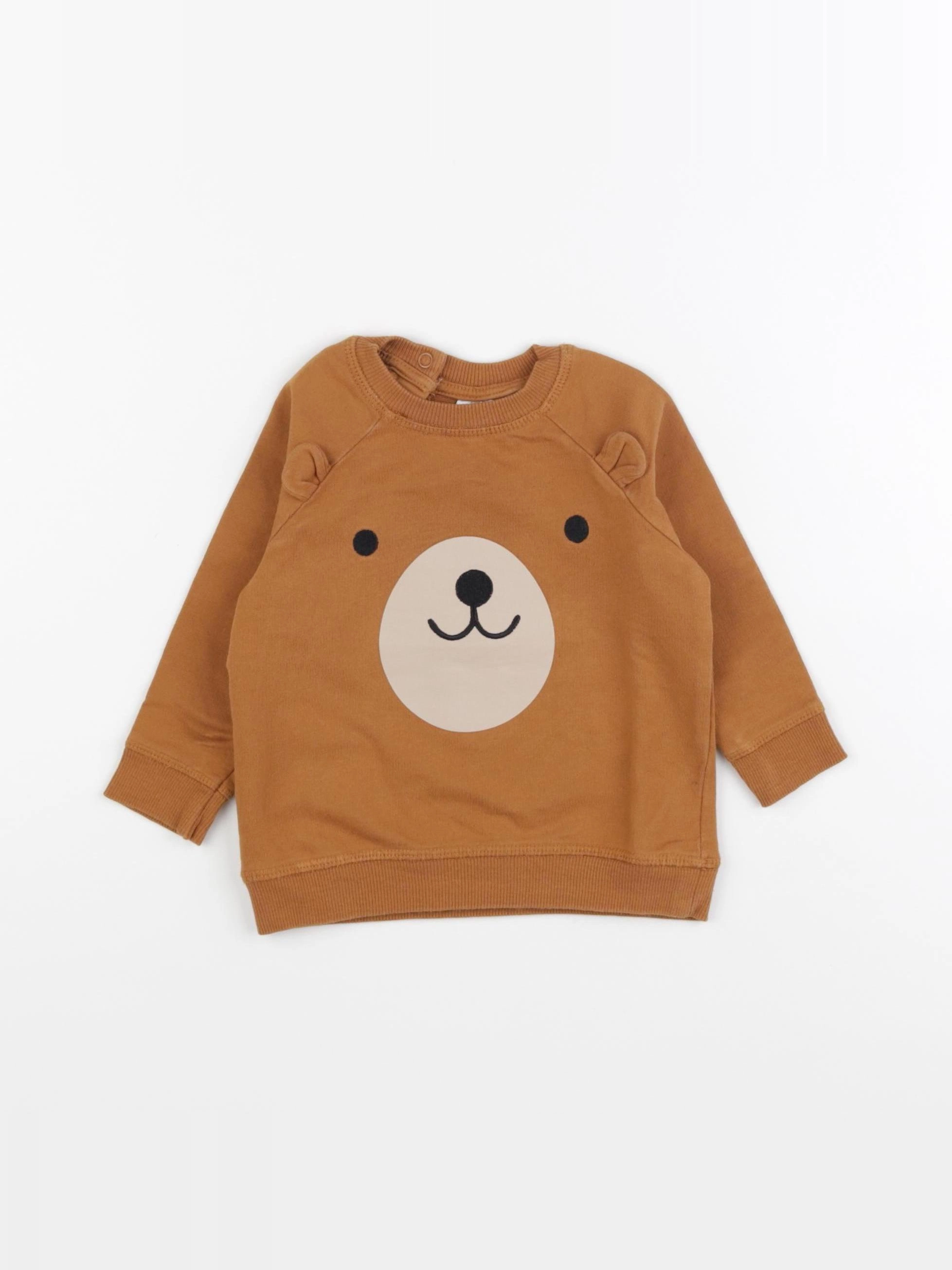 H&M - sweat marron - 6/9 mois