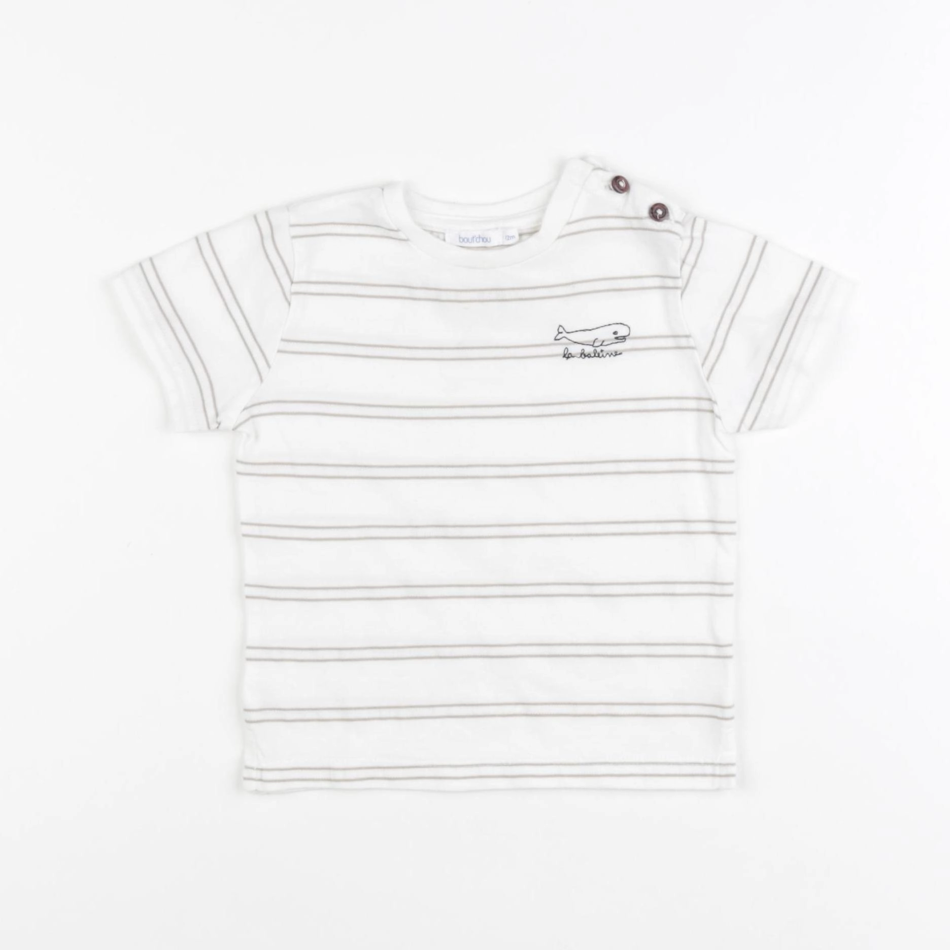 Boutchou - tee-shirt blanc, beige - 12 mois