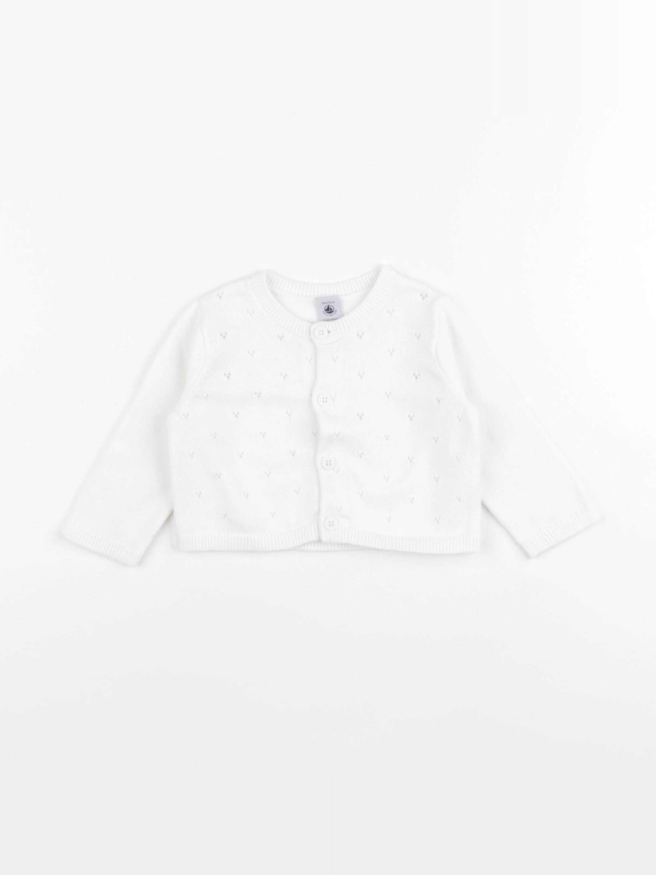 Petit Bateau - gilet blanc - 12 mois
