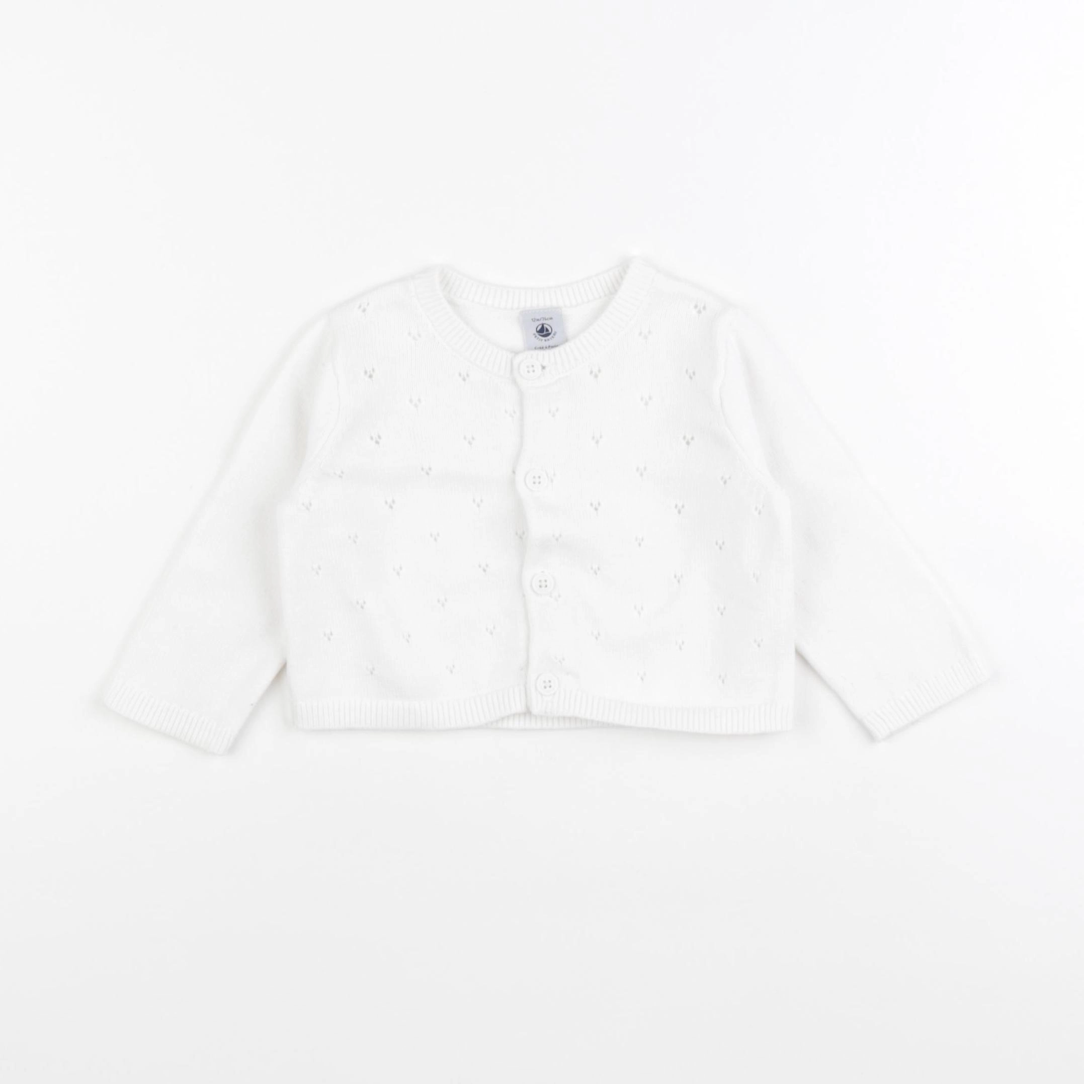 Petit Bateau - gilet blanc - 12 mois