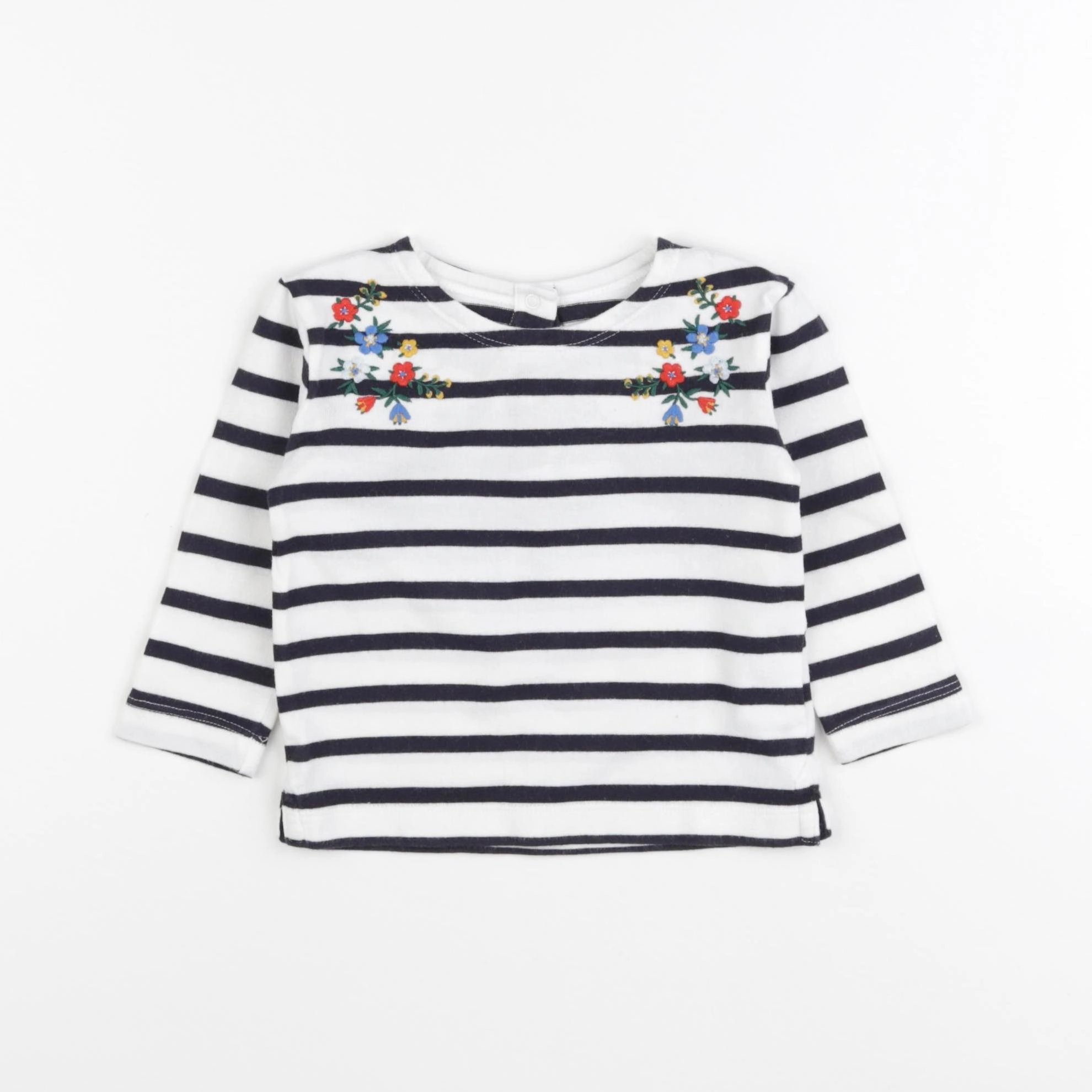Boutchou - tee-shirt blanc, bleu - 9 mois