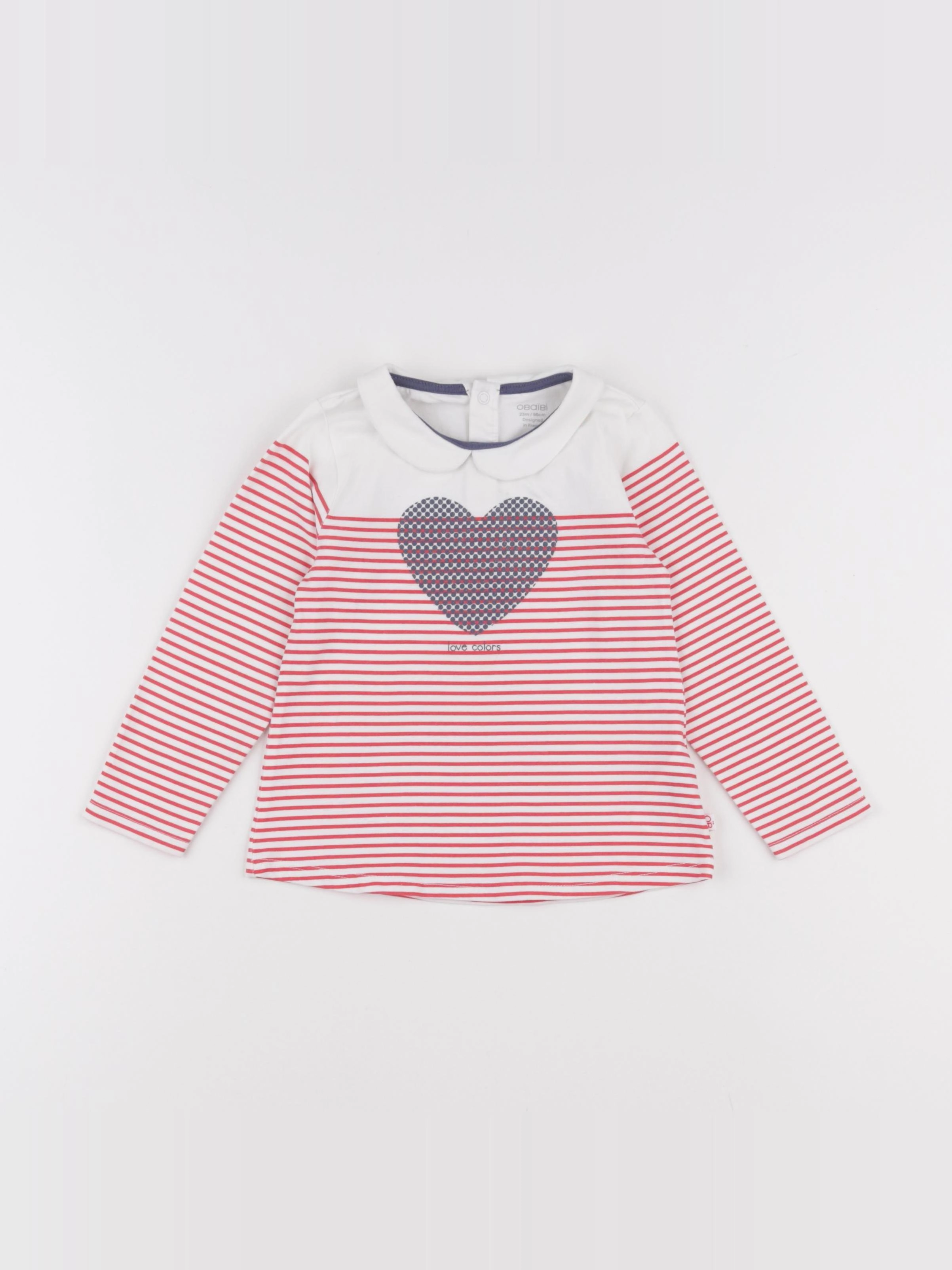 Obaïbi - tee-shirt blanc, rouge - 24 mois