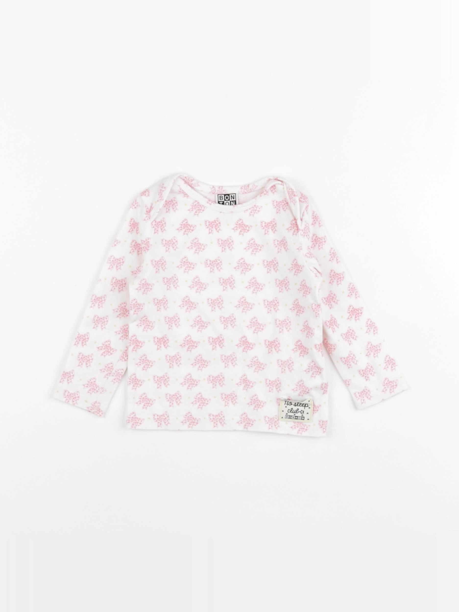 Bonton - tee-shirt blanc, rose - 12 mois
