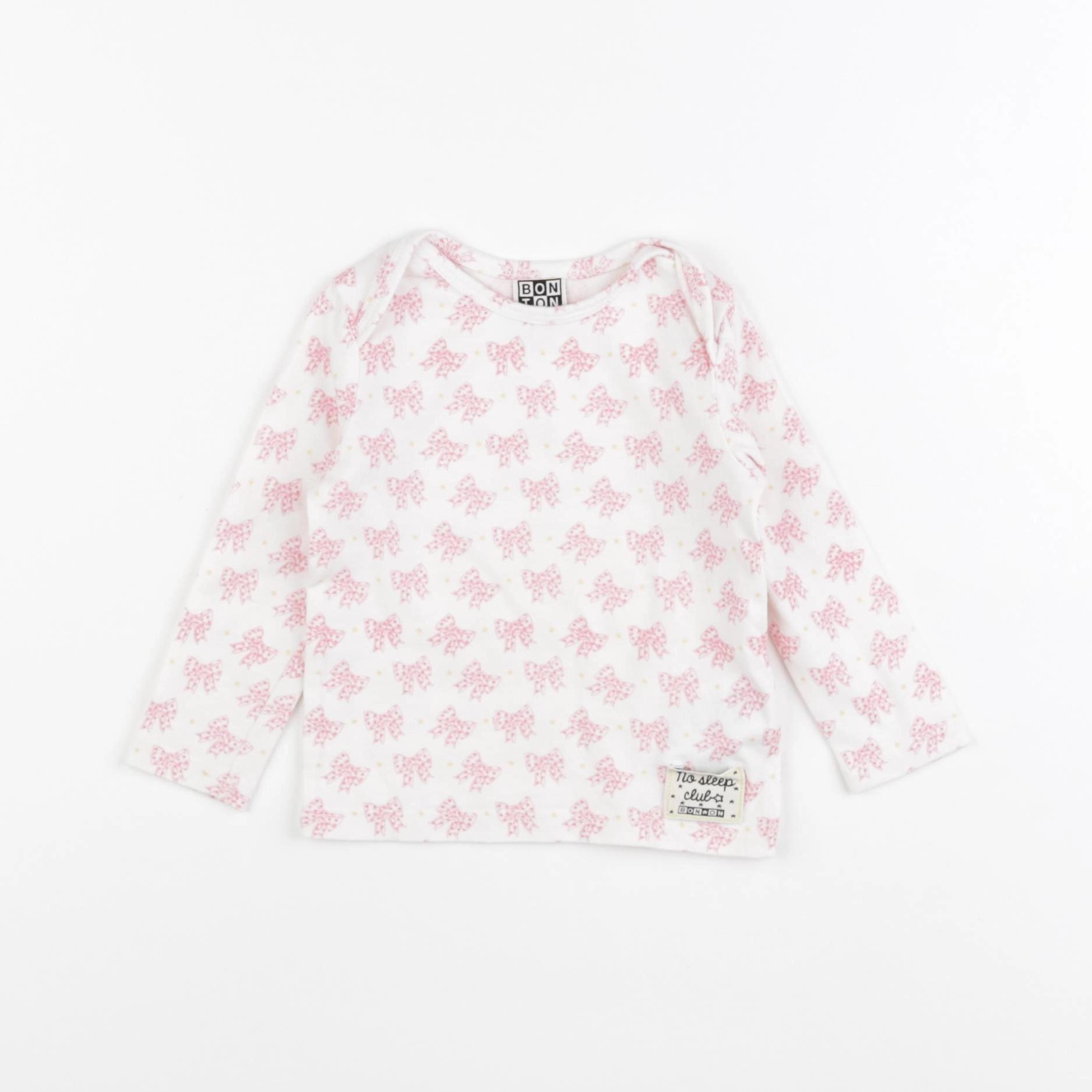 Bonton - tee-shirt blanc, rose - 12 mois