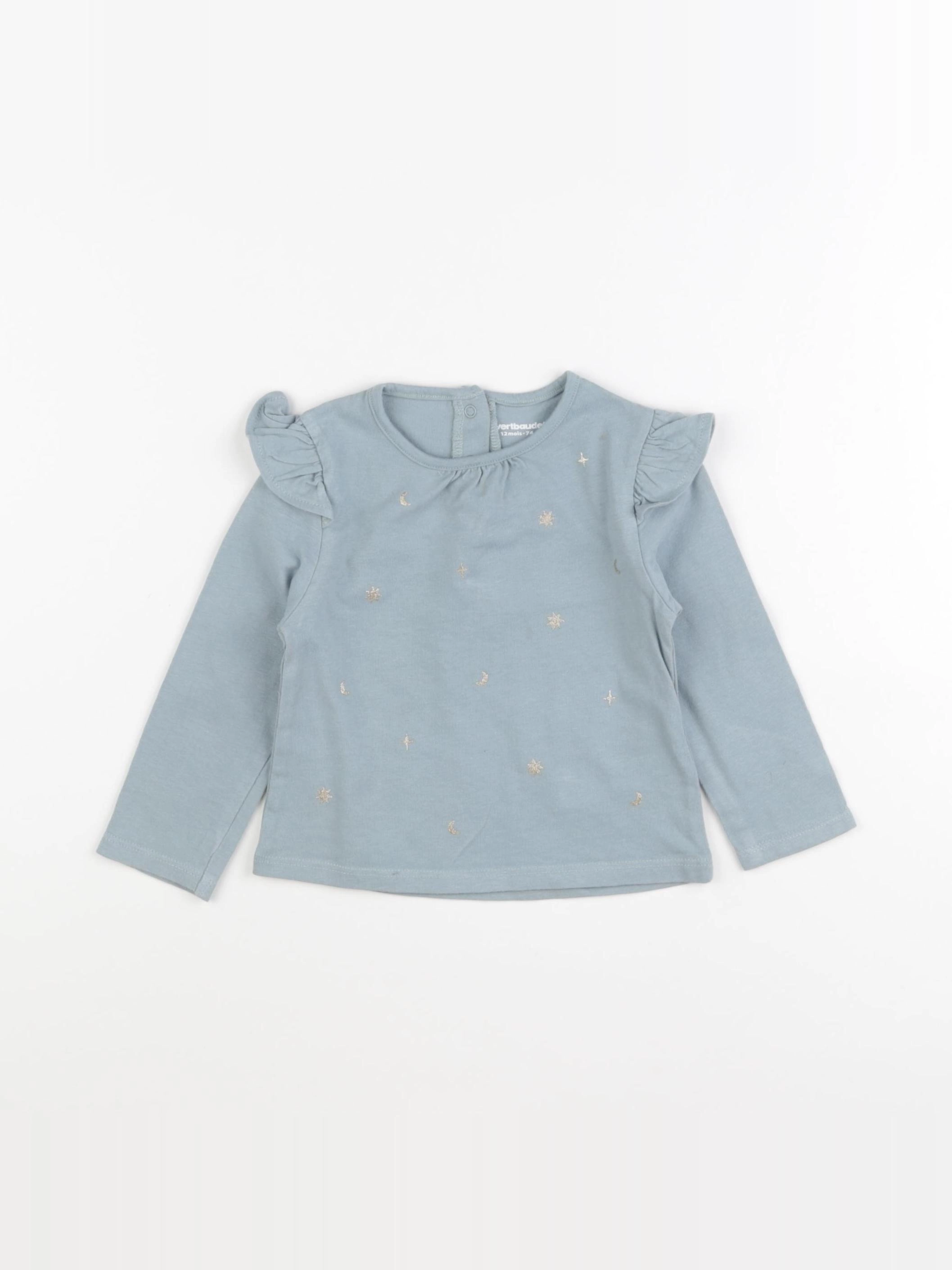 Vertbaudet - tee-shirt bleu - 12 mois