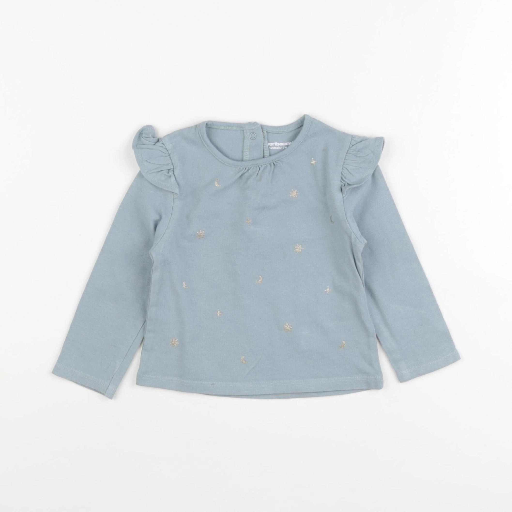 Vertbaudet - tee-shirt bleu - 12 mois