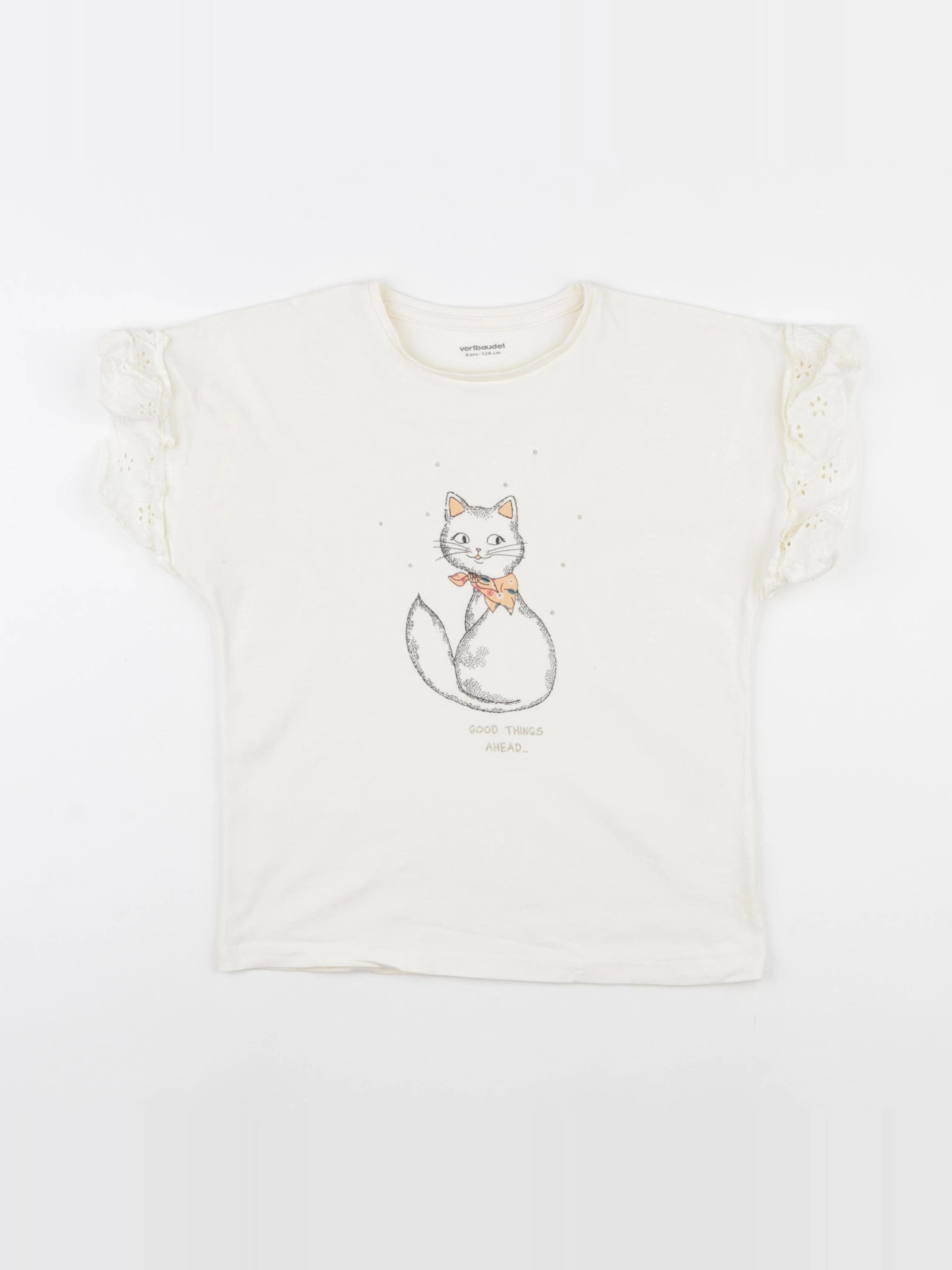 Vertbaudet - tee-shirt beige - 8 ans