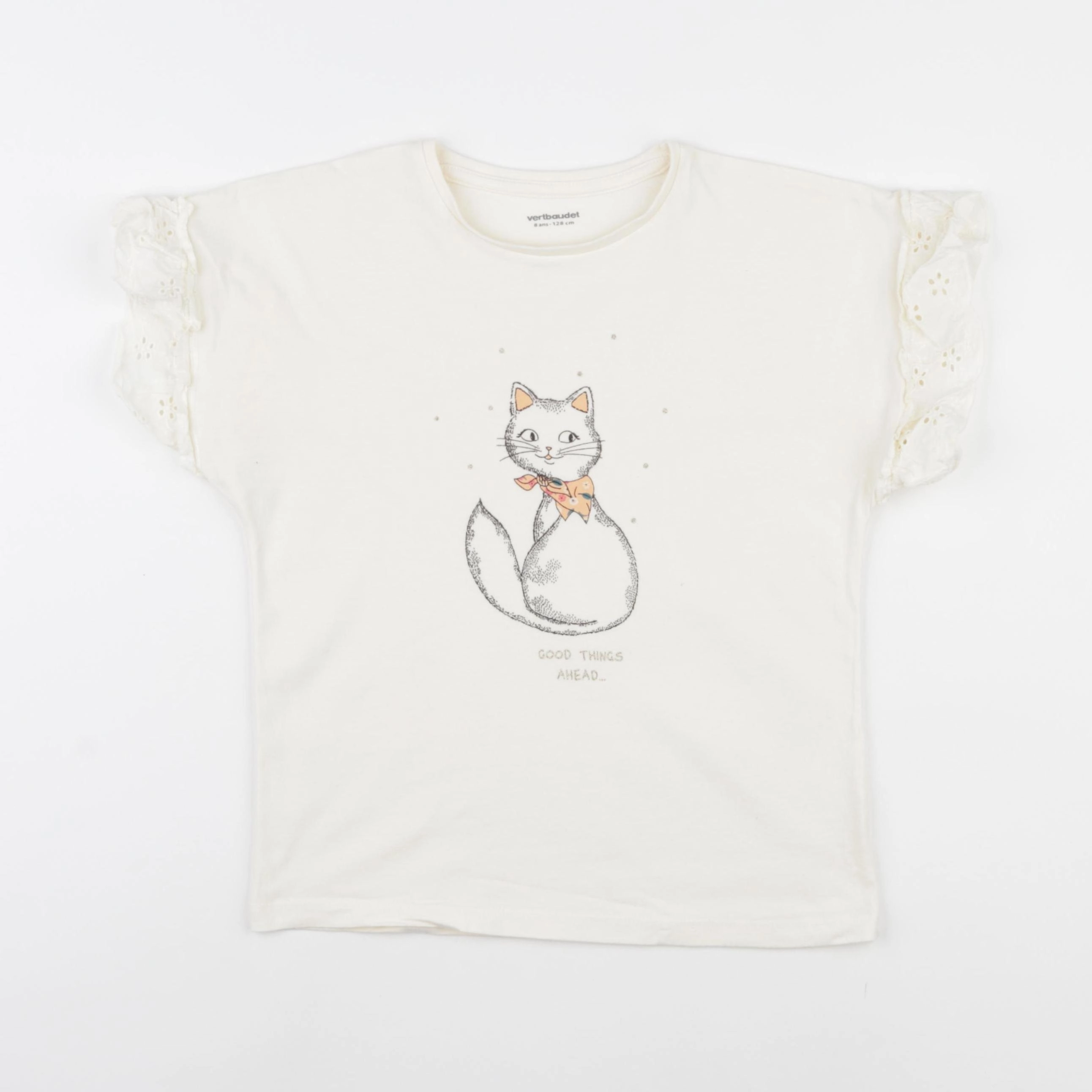 Vertbaudet - tee-shirt beige - 8 ans