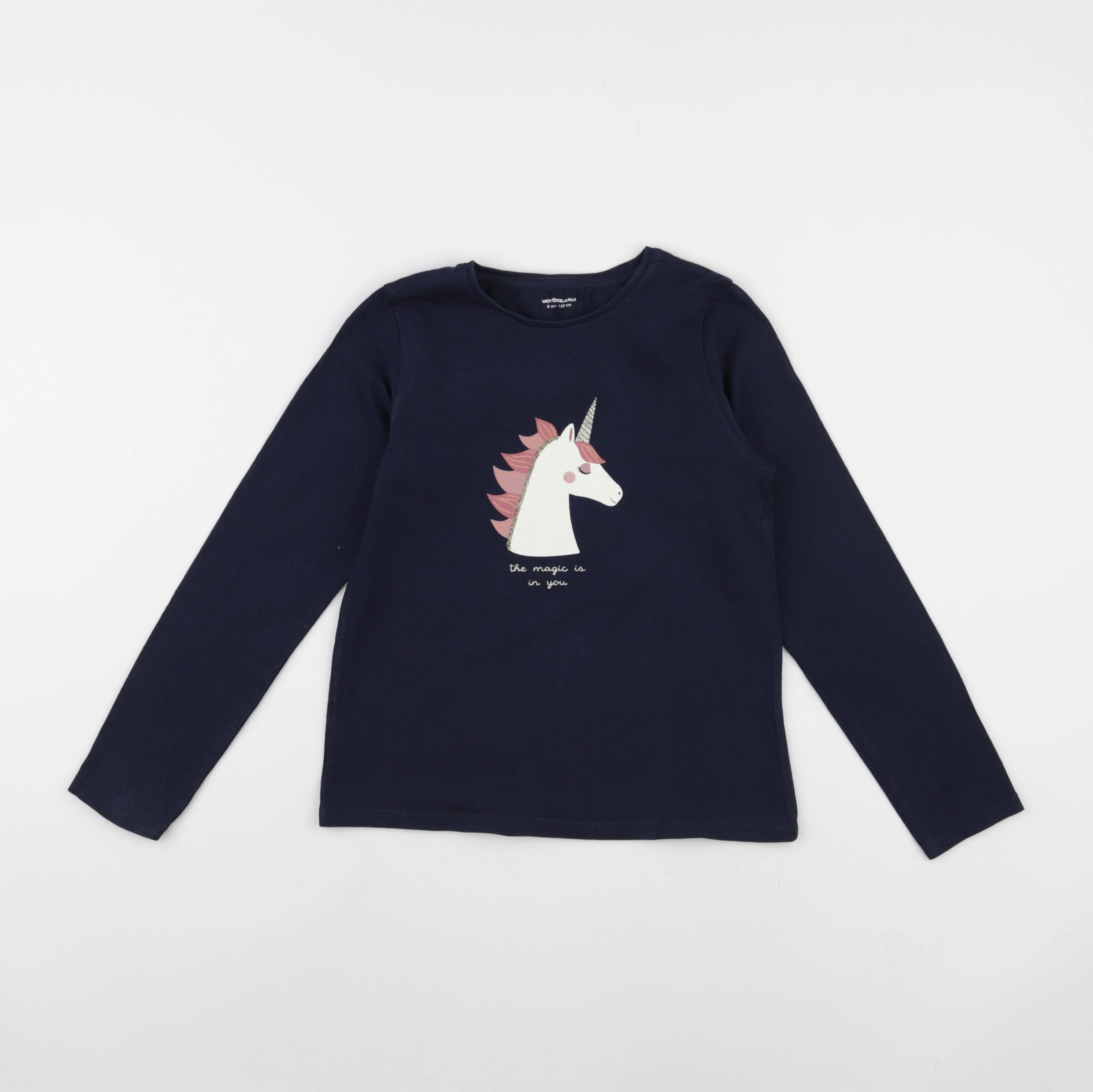Vertbaudet - tee-shirt bleu - 8 ans