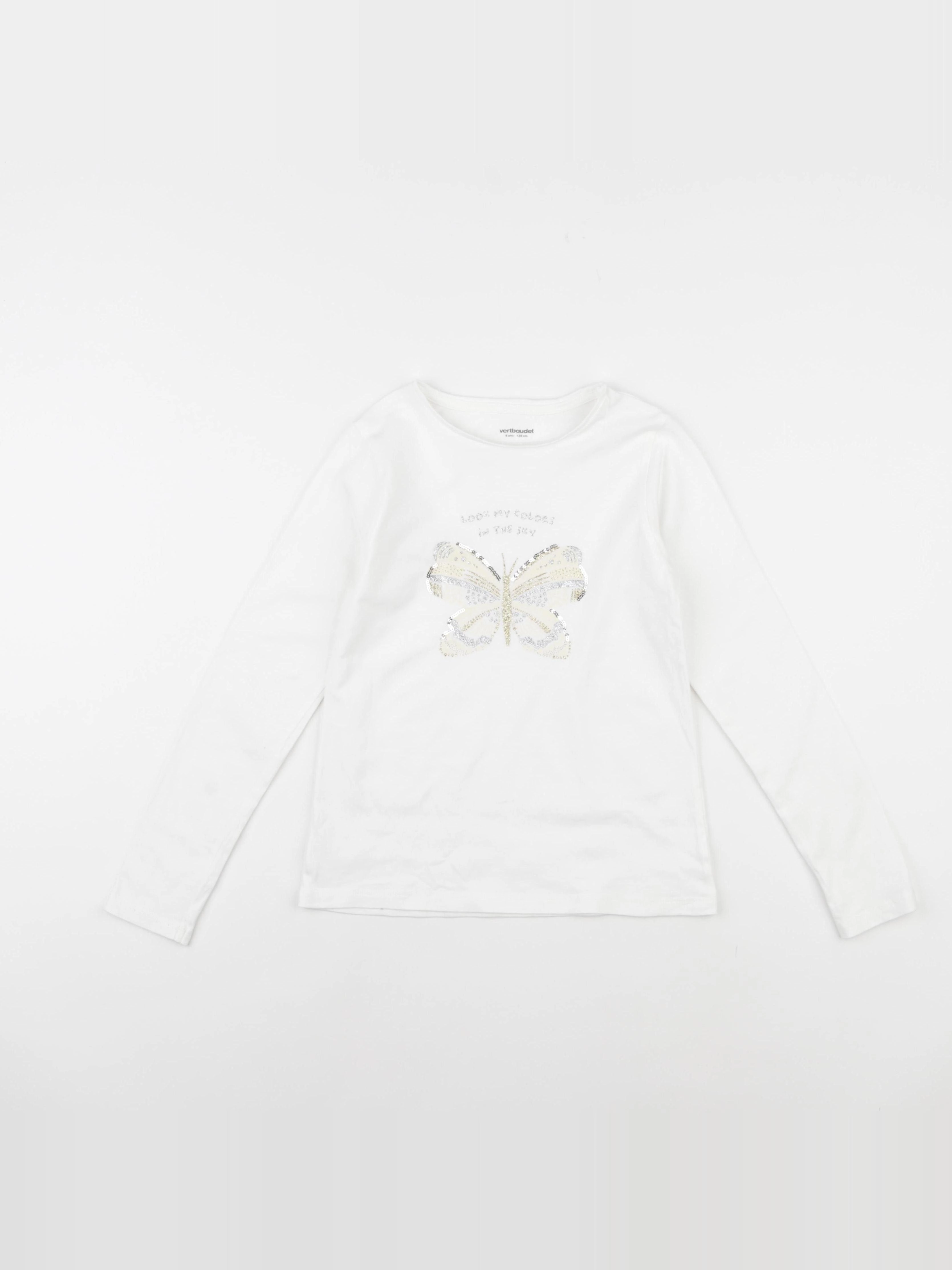 Vertbaudet - tee-shirt beige - 8 ans