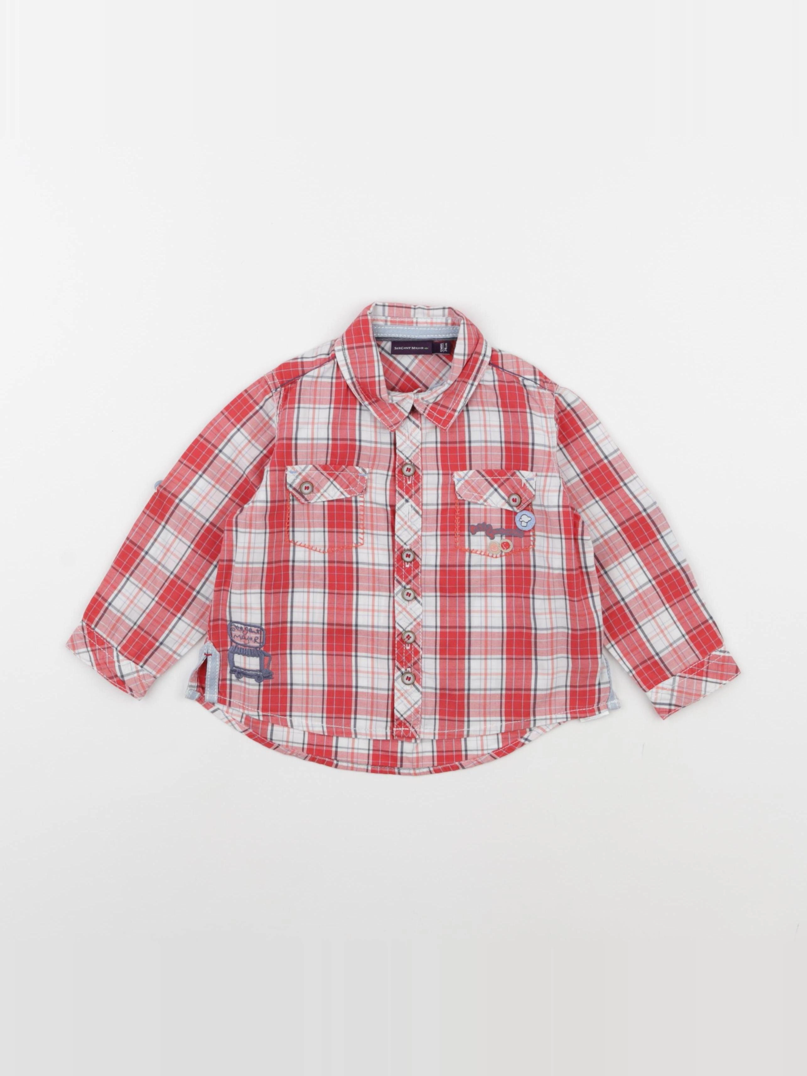 Sergent Major - chemise blanc, rouge - 12 mois