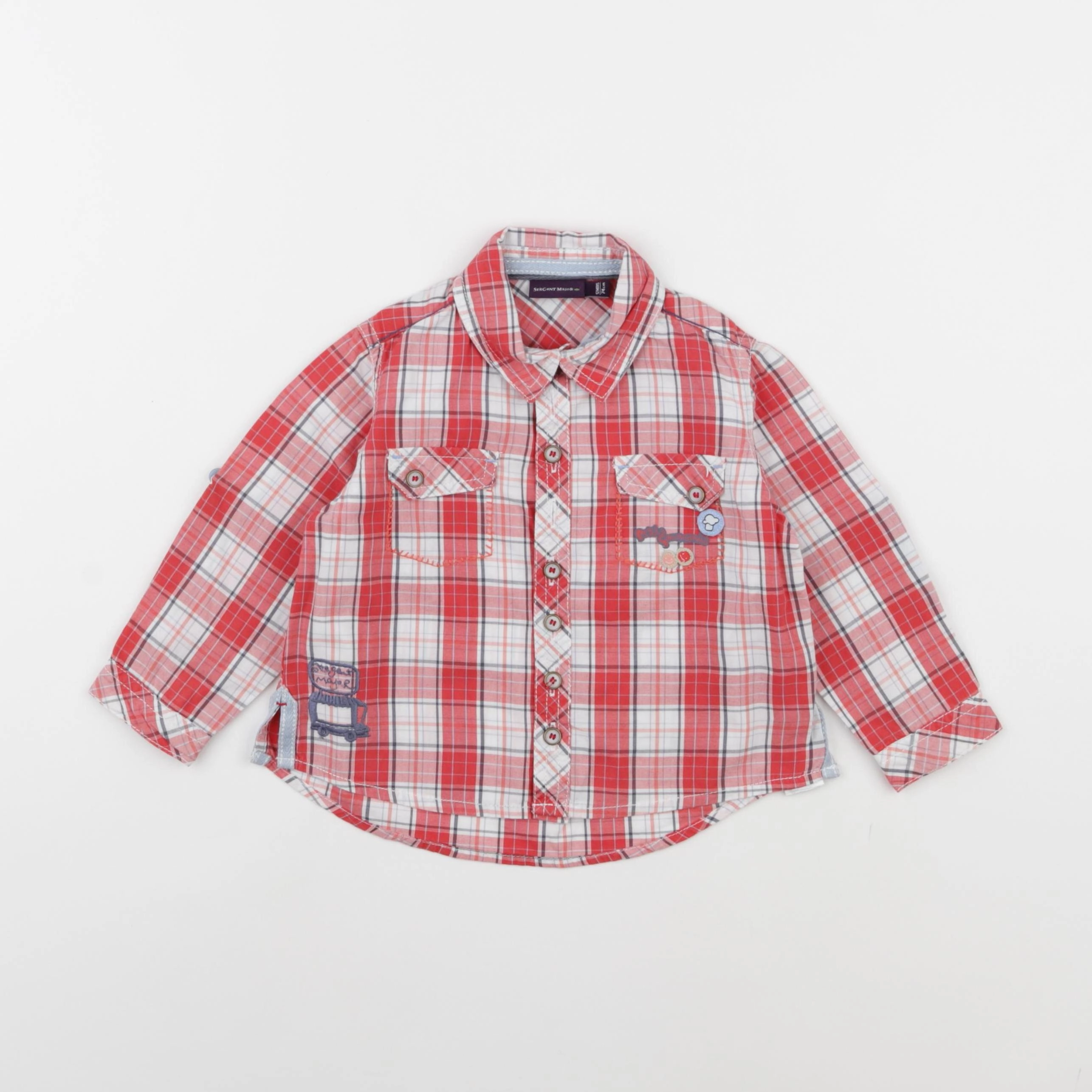 Sergent Major - chemise blanc, rouge - 12 mois