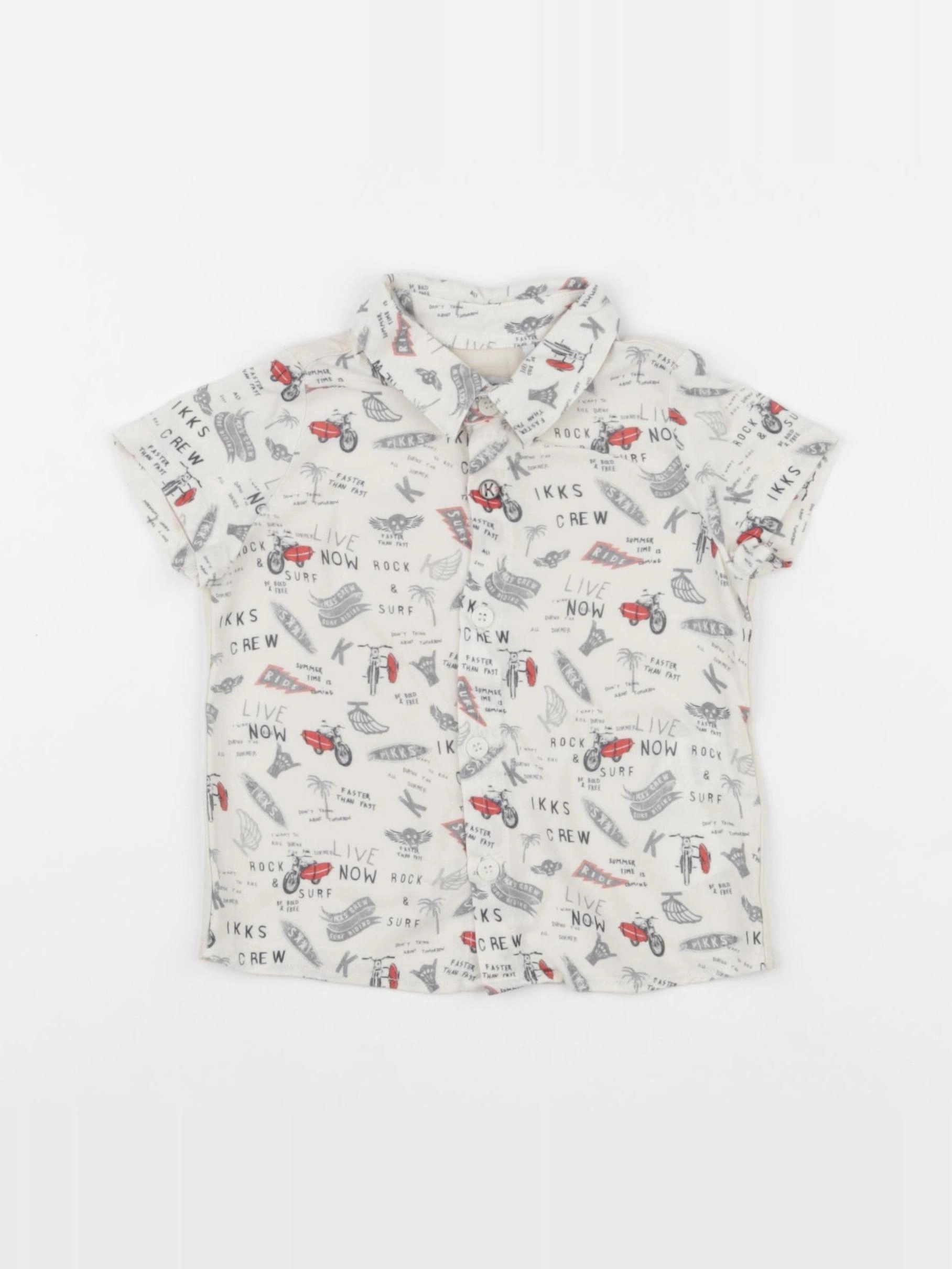 IKKS - chemise beige, rouge - 6 mois
