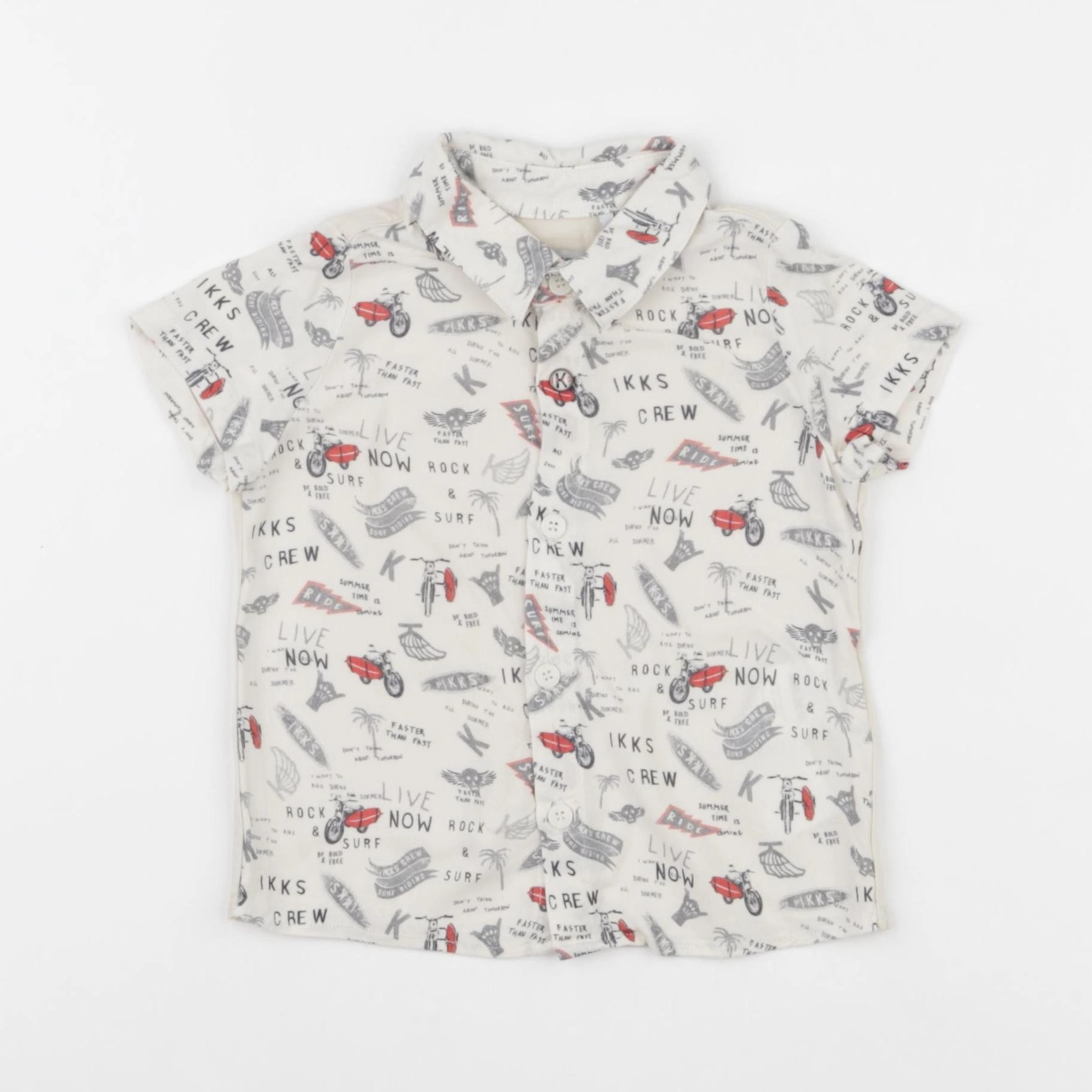 IKKS - chemise beige, rouge - 6 mois