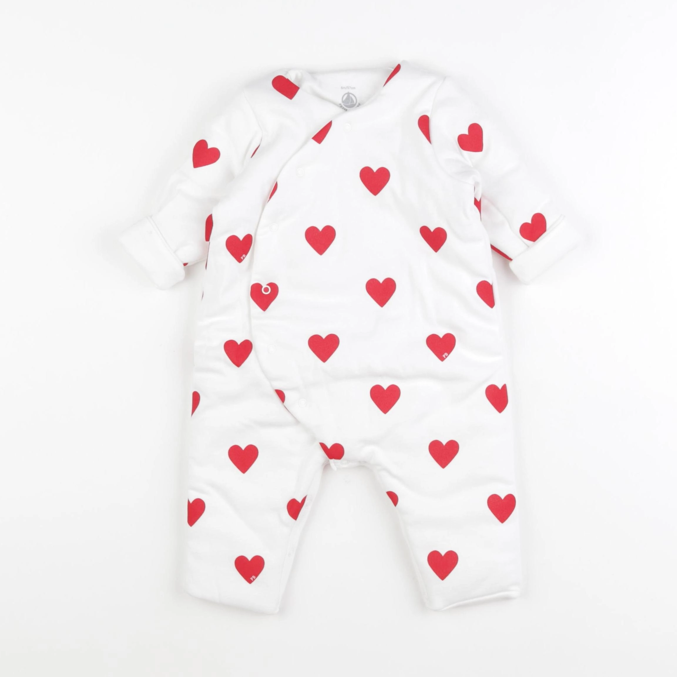 Petit Bateau - combinaison blanc, rouge - 6 mois