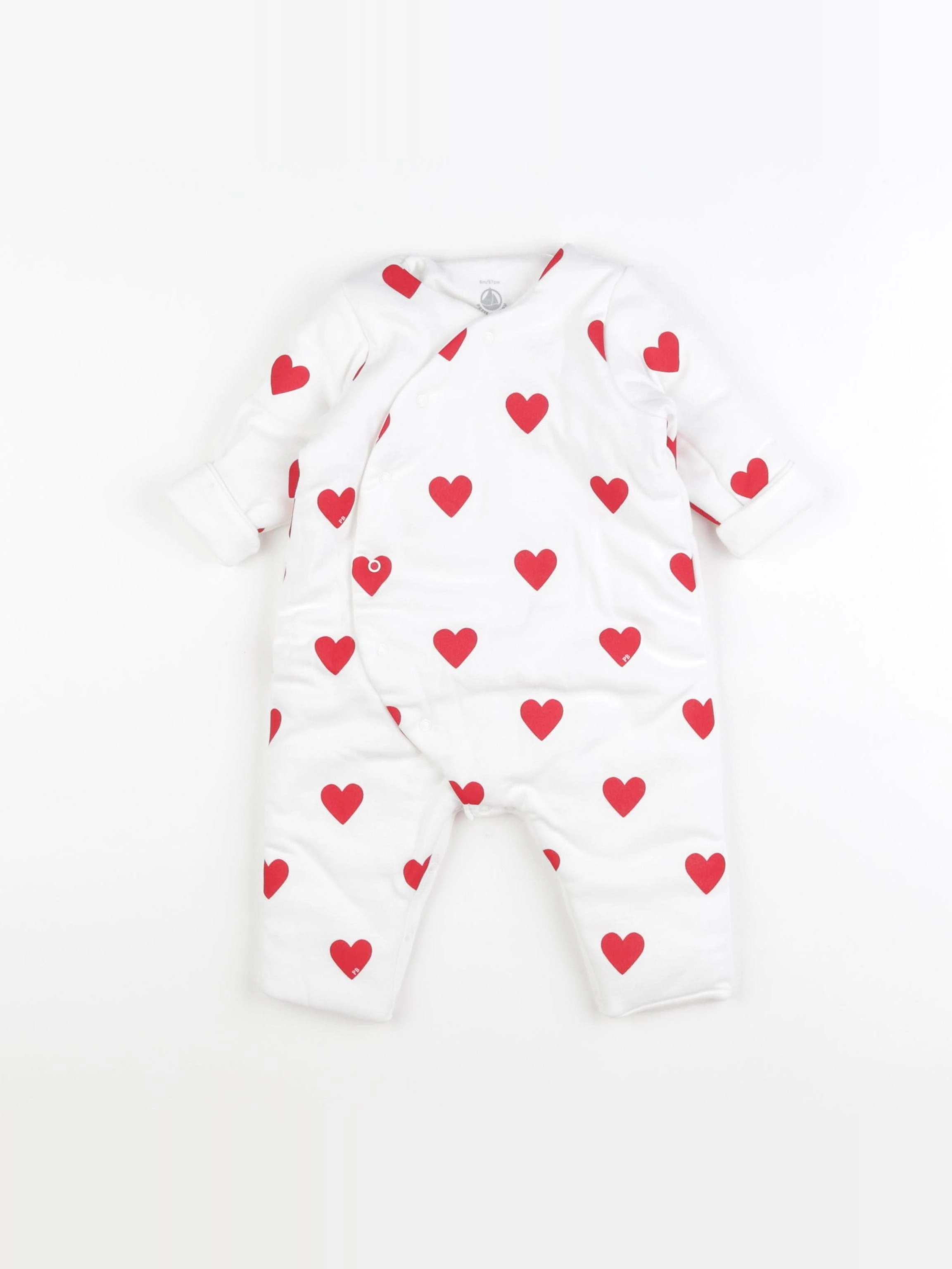 Petit Bateau - combinaison blanc, rouge - 12 mois