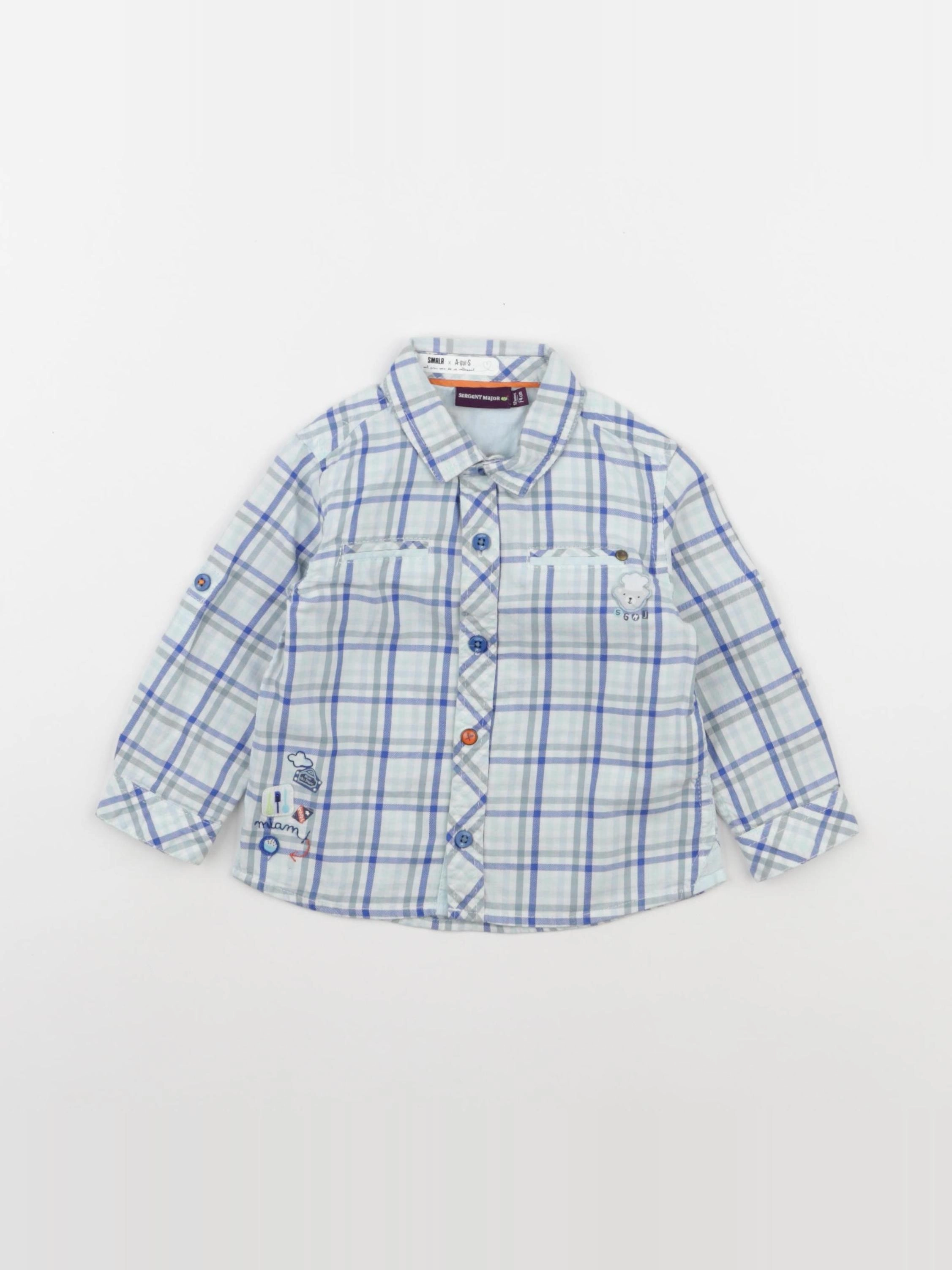 Sergent Major - chemise bleu, blanc - 12 mois