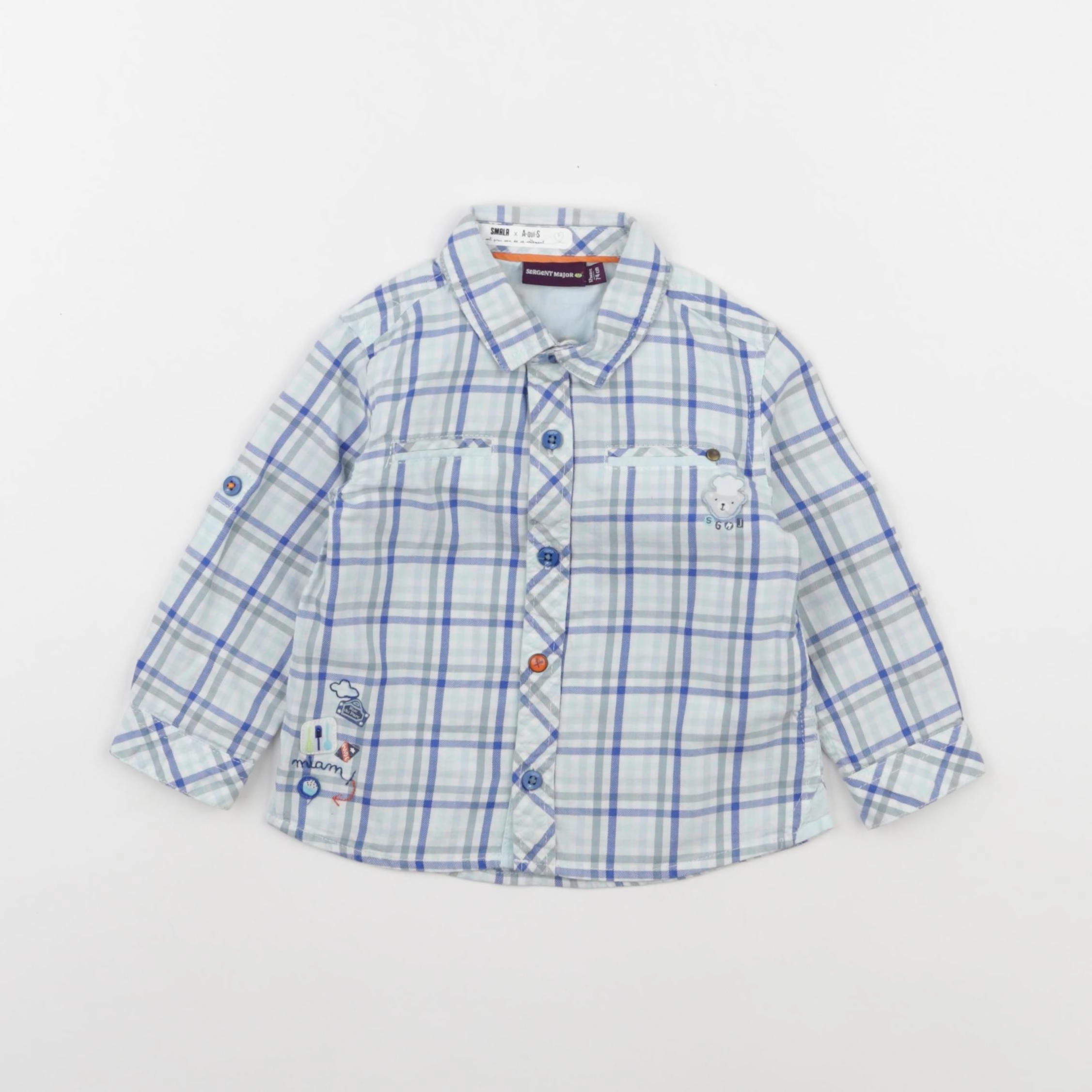 Sergent Major - chemise bleu, blanc - 12 mois