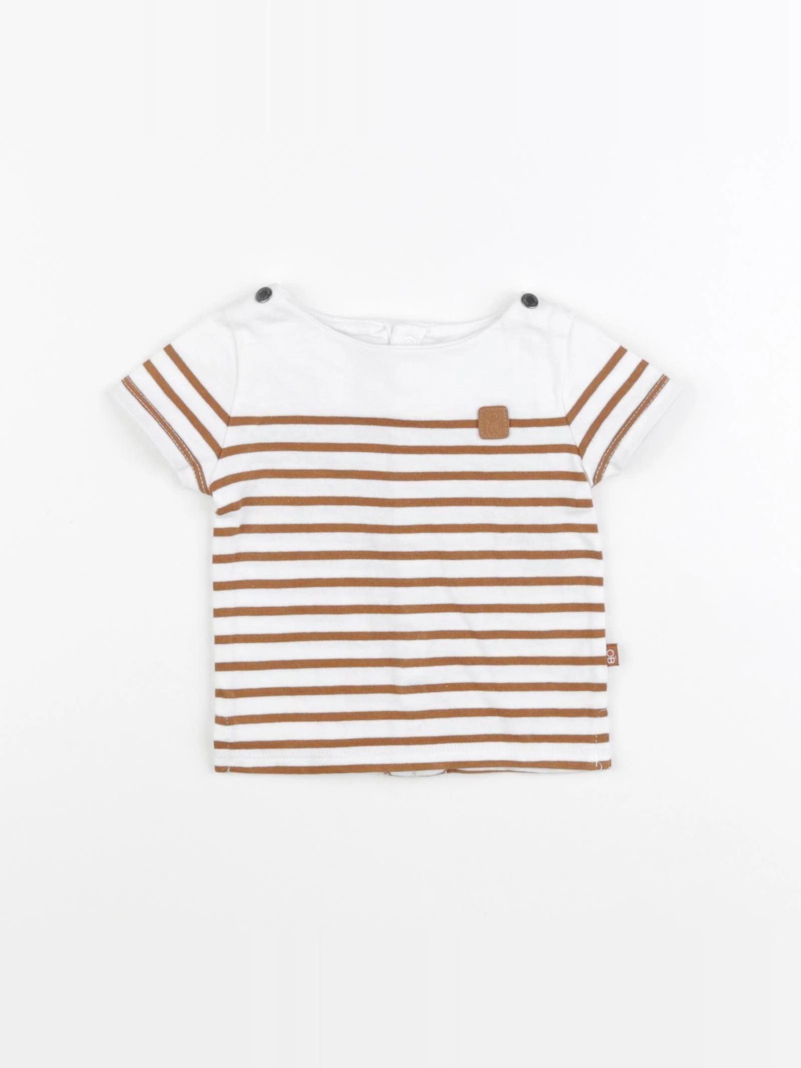 Obaïbi - tee-shirt blanc, marron - 3 mois