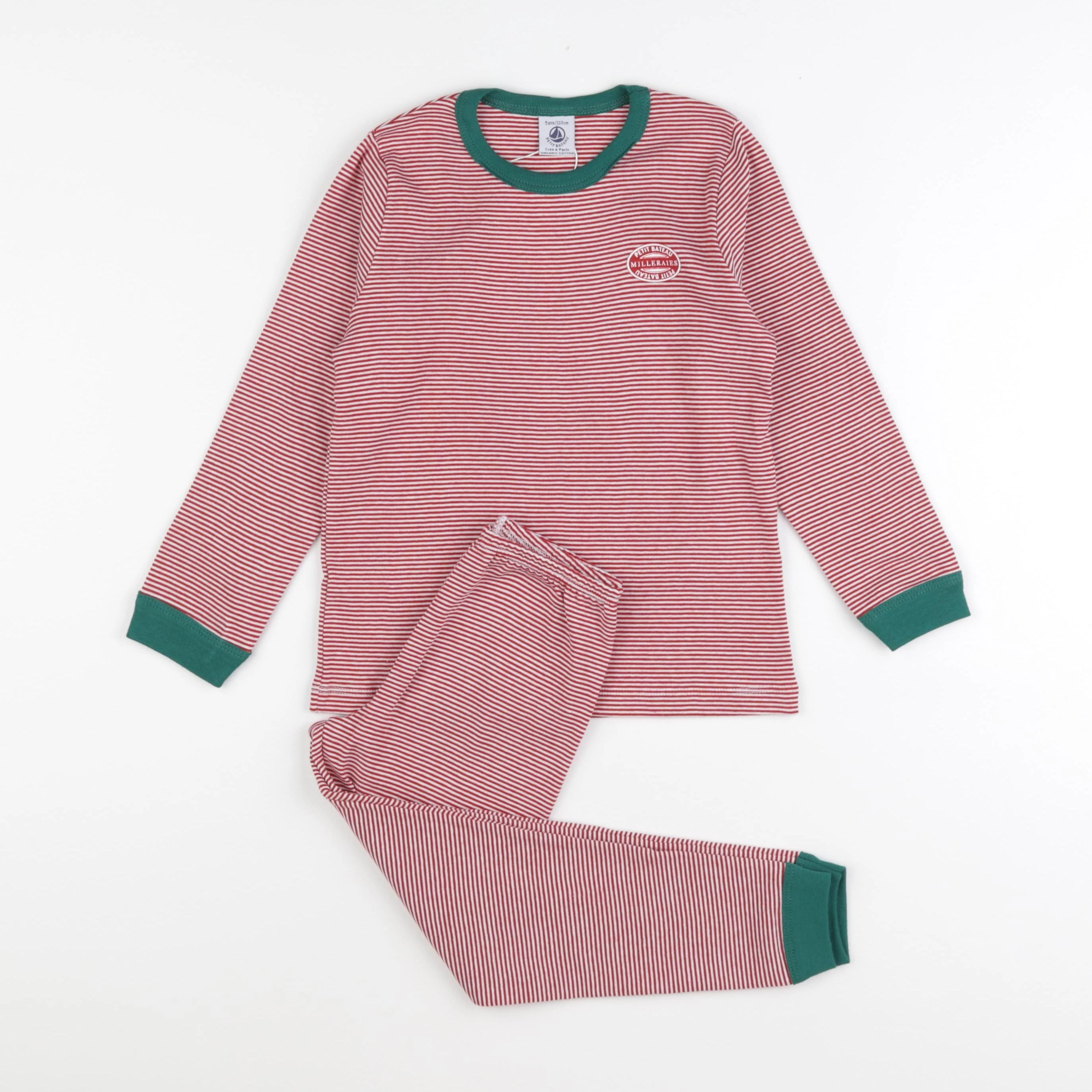 Petit Bateau - pyjama coton beige, rouge - 5 ans