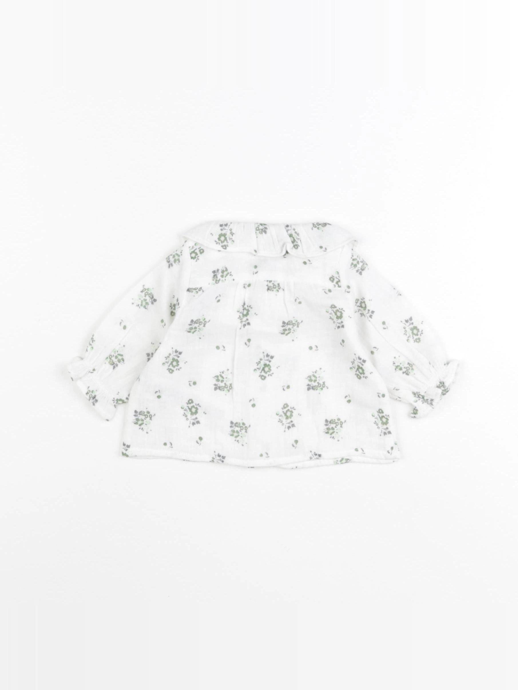 Petit Bateau - blouse blanc, vert - 12 mois