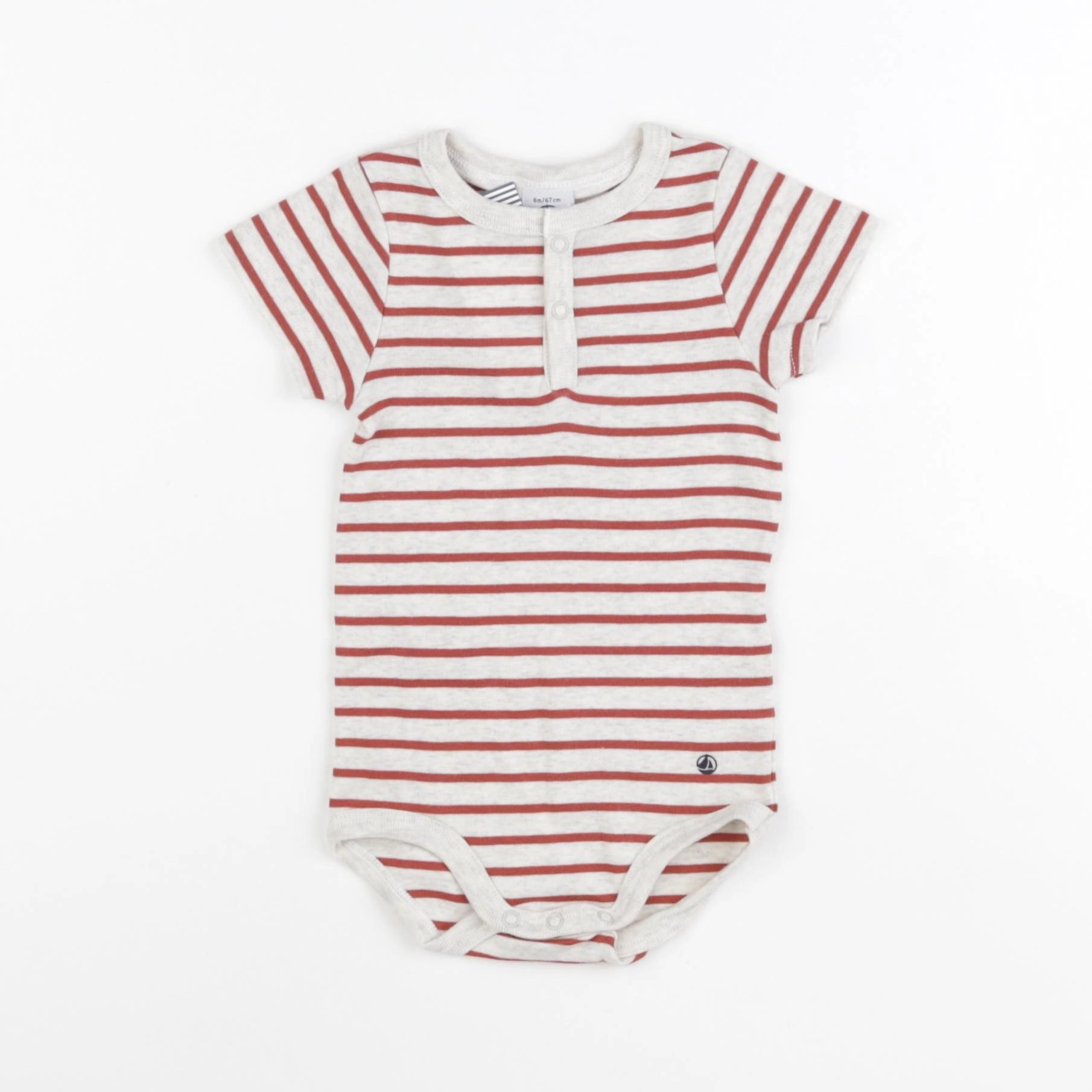 Petit Bateau - body beige, rouge - 6 mois