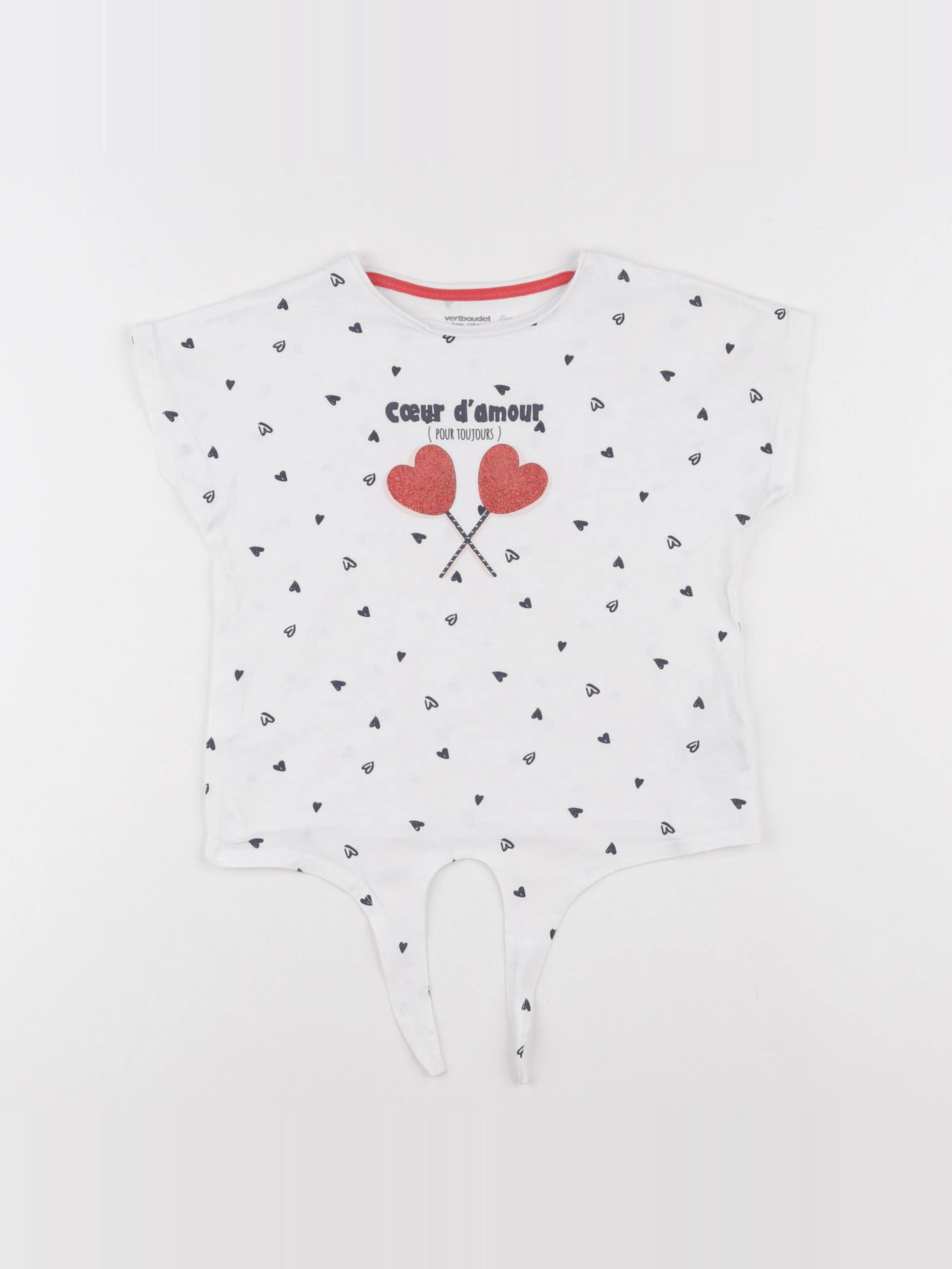 Vertbaudet - tee-shirt blanc, rouge - 5 ans
