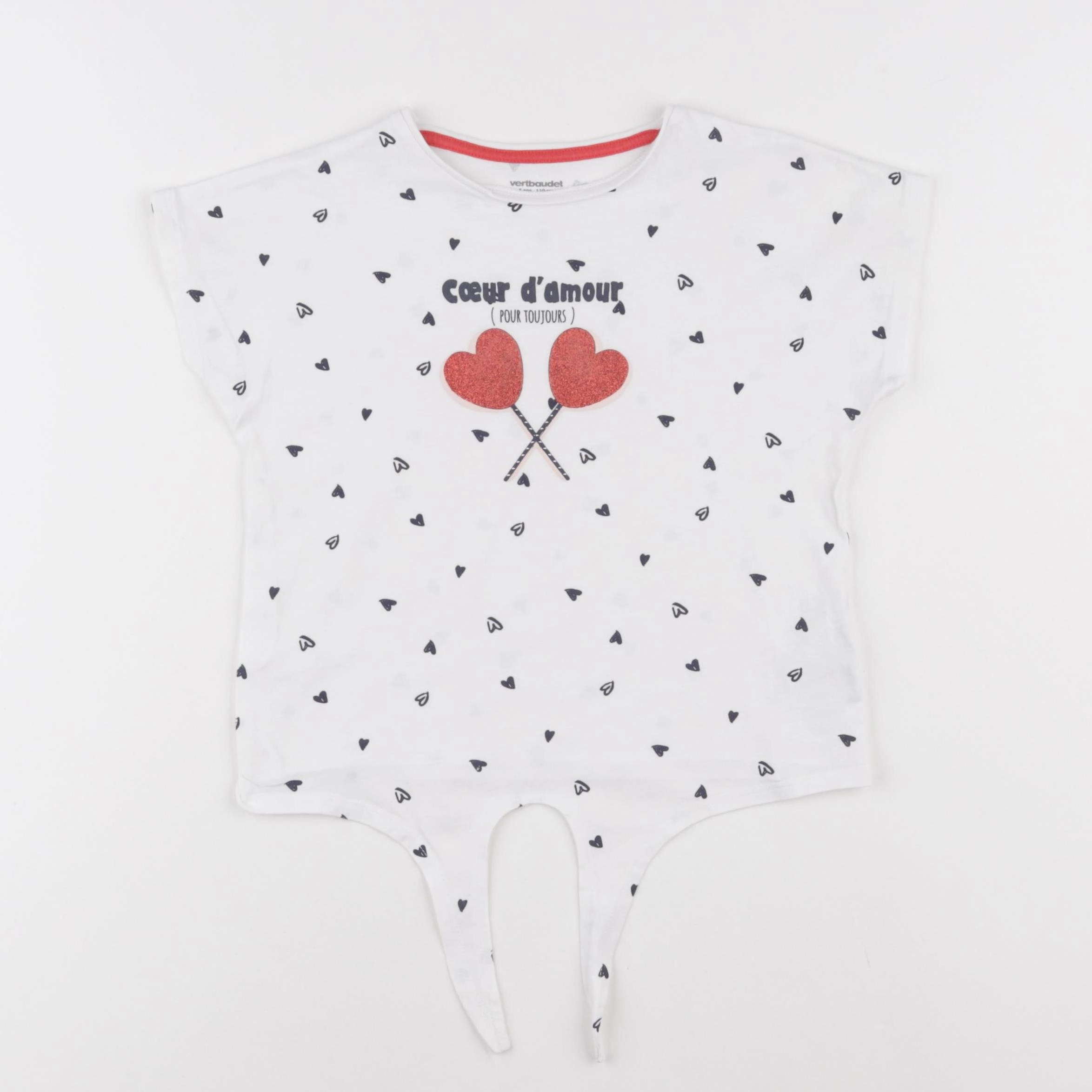 Vertbaudet - tee-shirt blanc, rouge - 5 ans