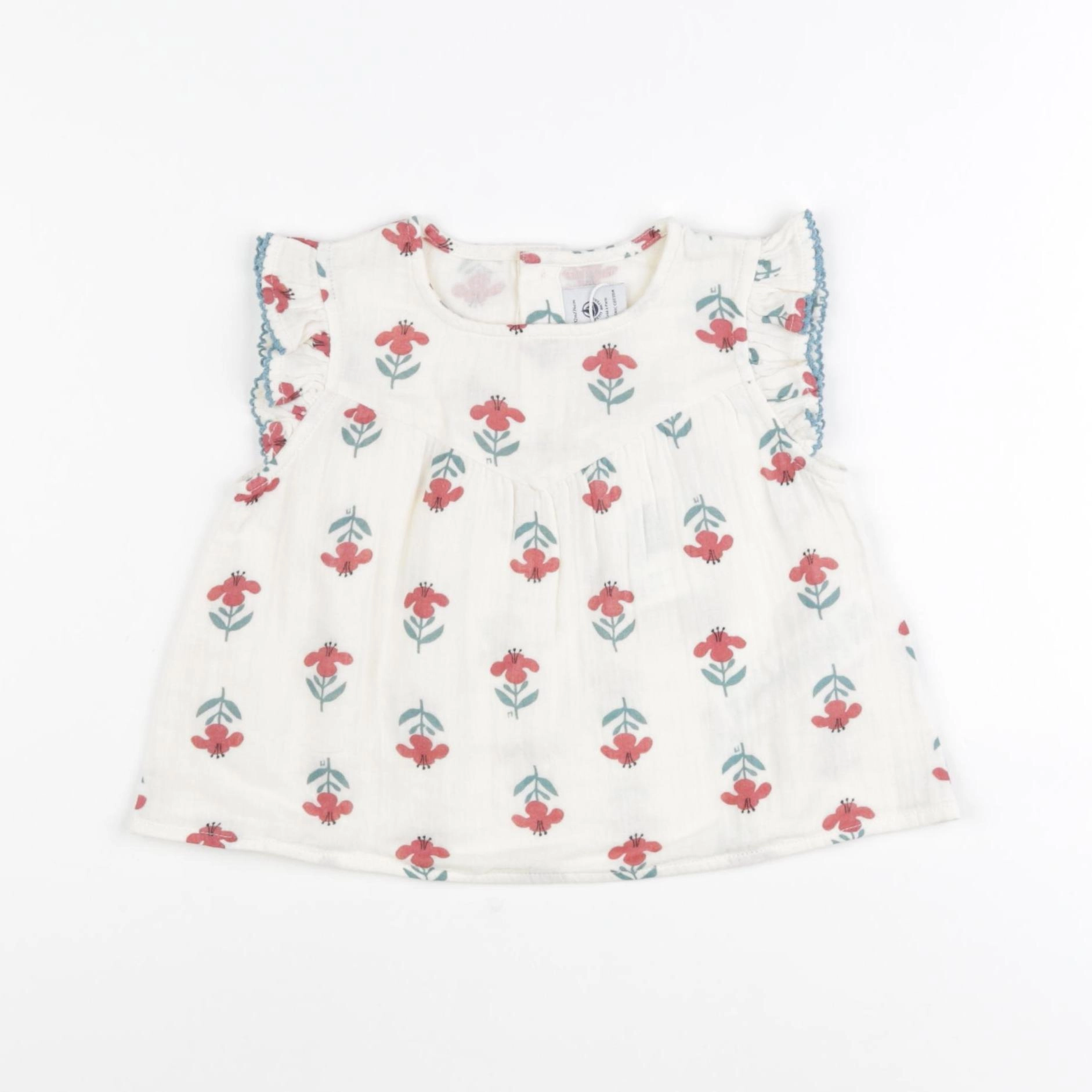 Petit Bateau - blouse beige, rouge - 18 mois