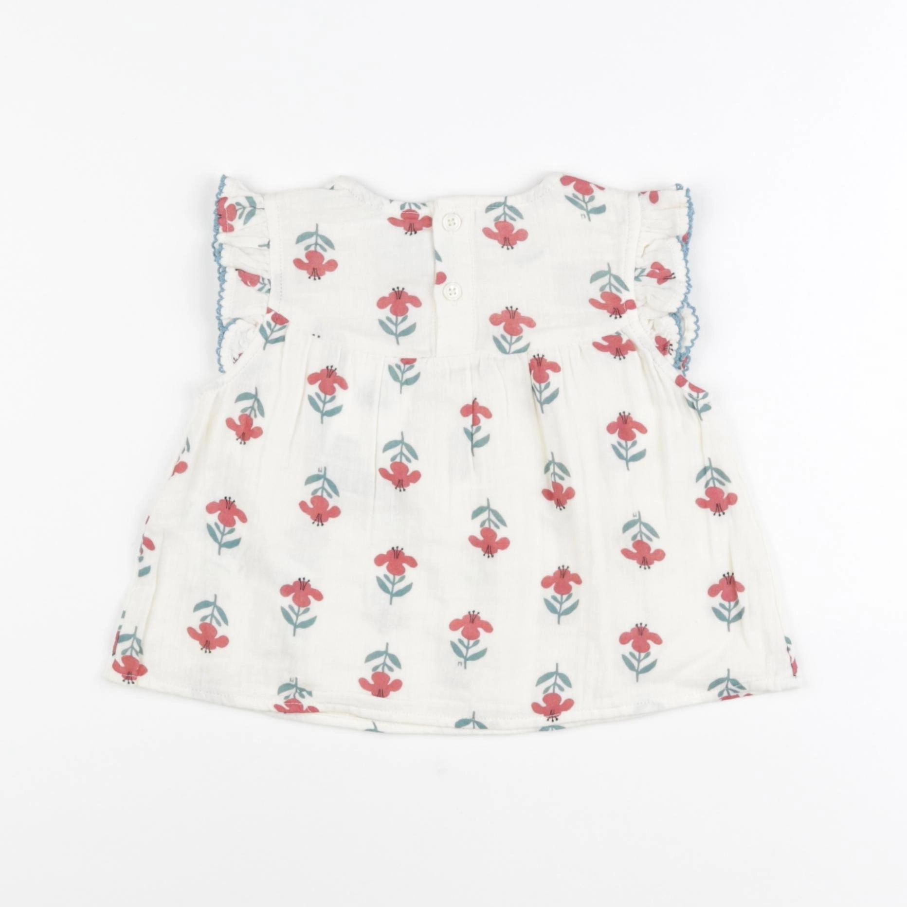 Petit Bateau - blouse beige, rouge - 18 mois