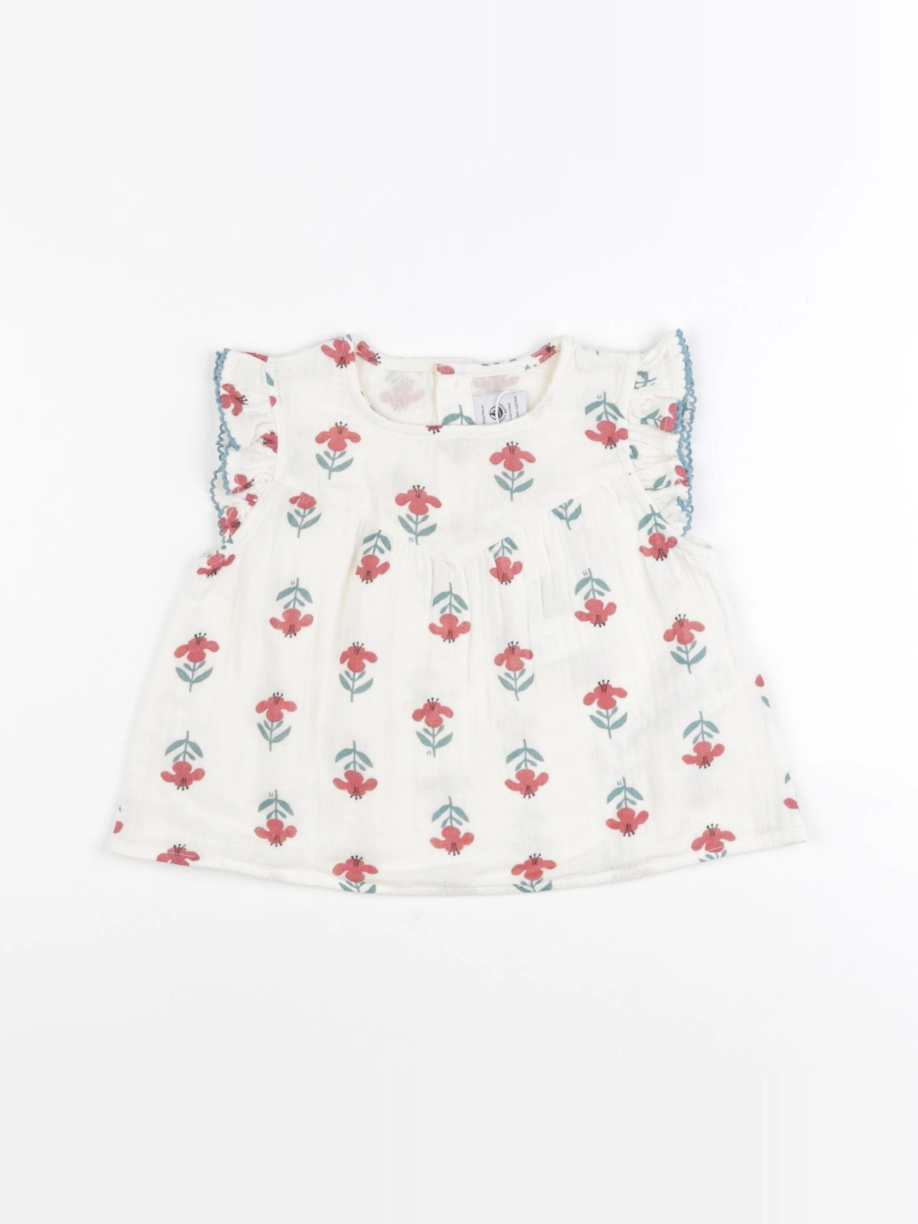 Petit Bateau - blouse beige, rouge - 18 mois