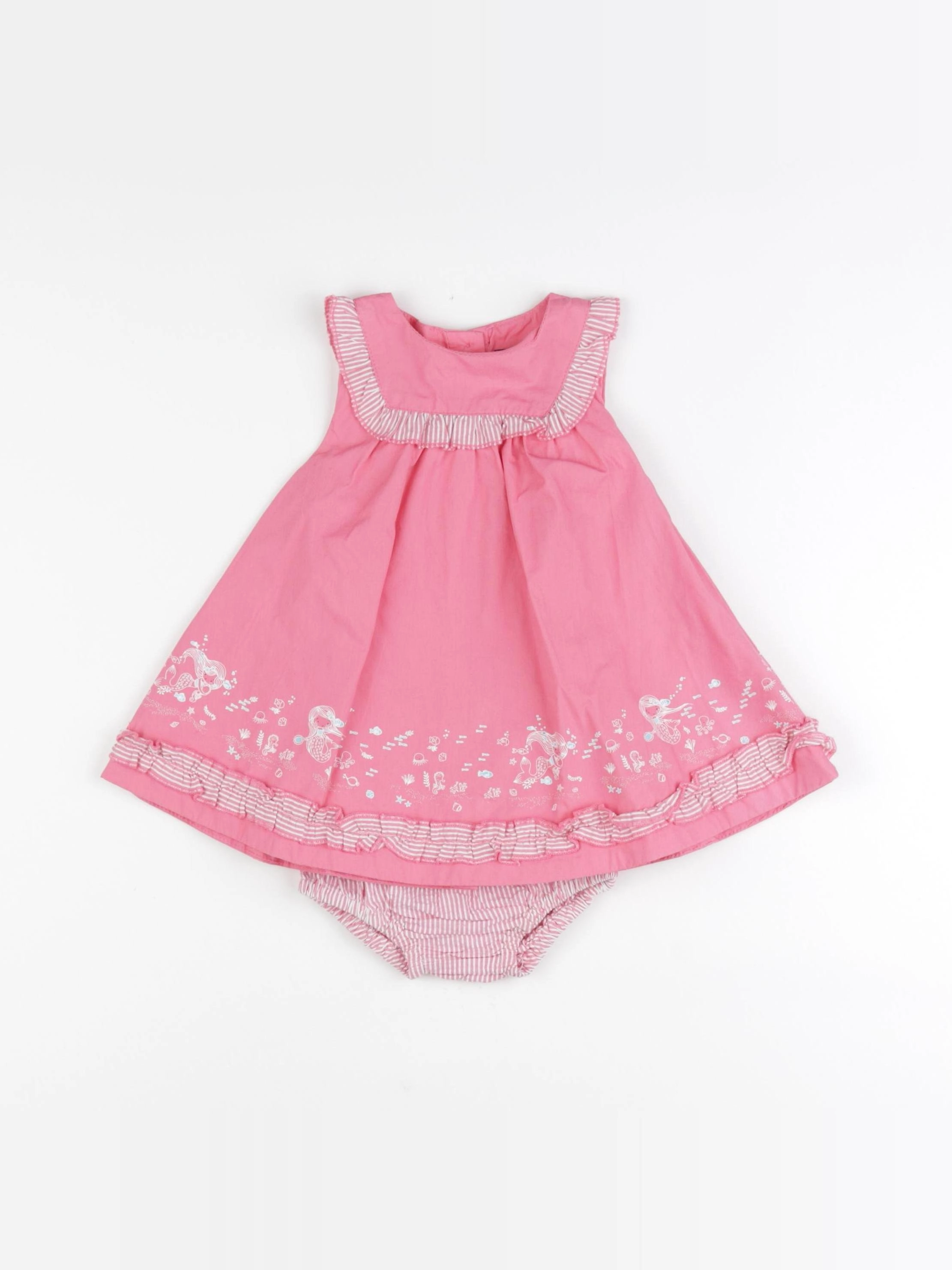 Sergent Major - robe rose, blanc - 6 mois