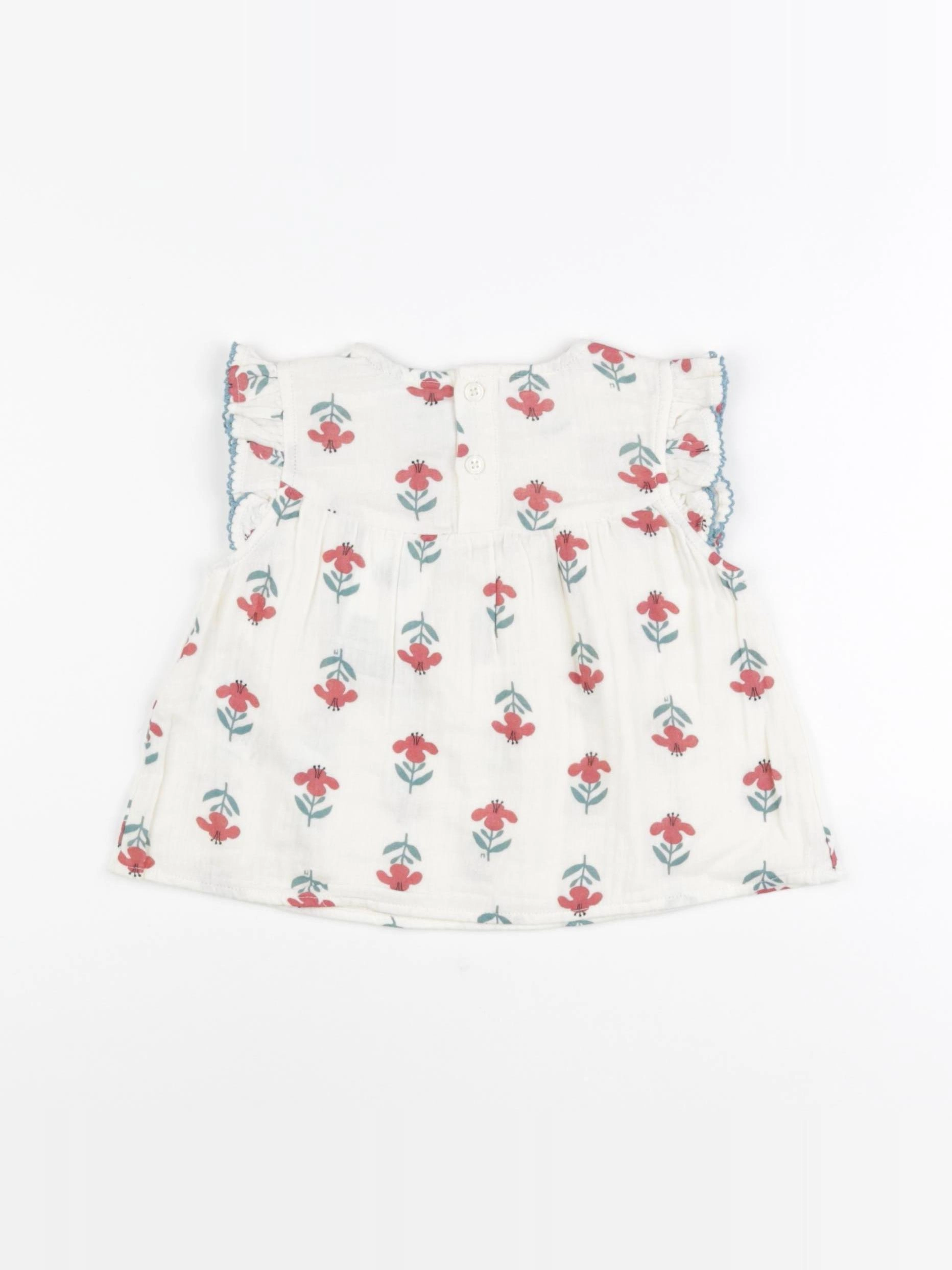 Petit Bateau - blouse beige, rouge - 6 mois