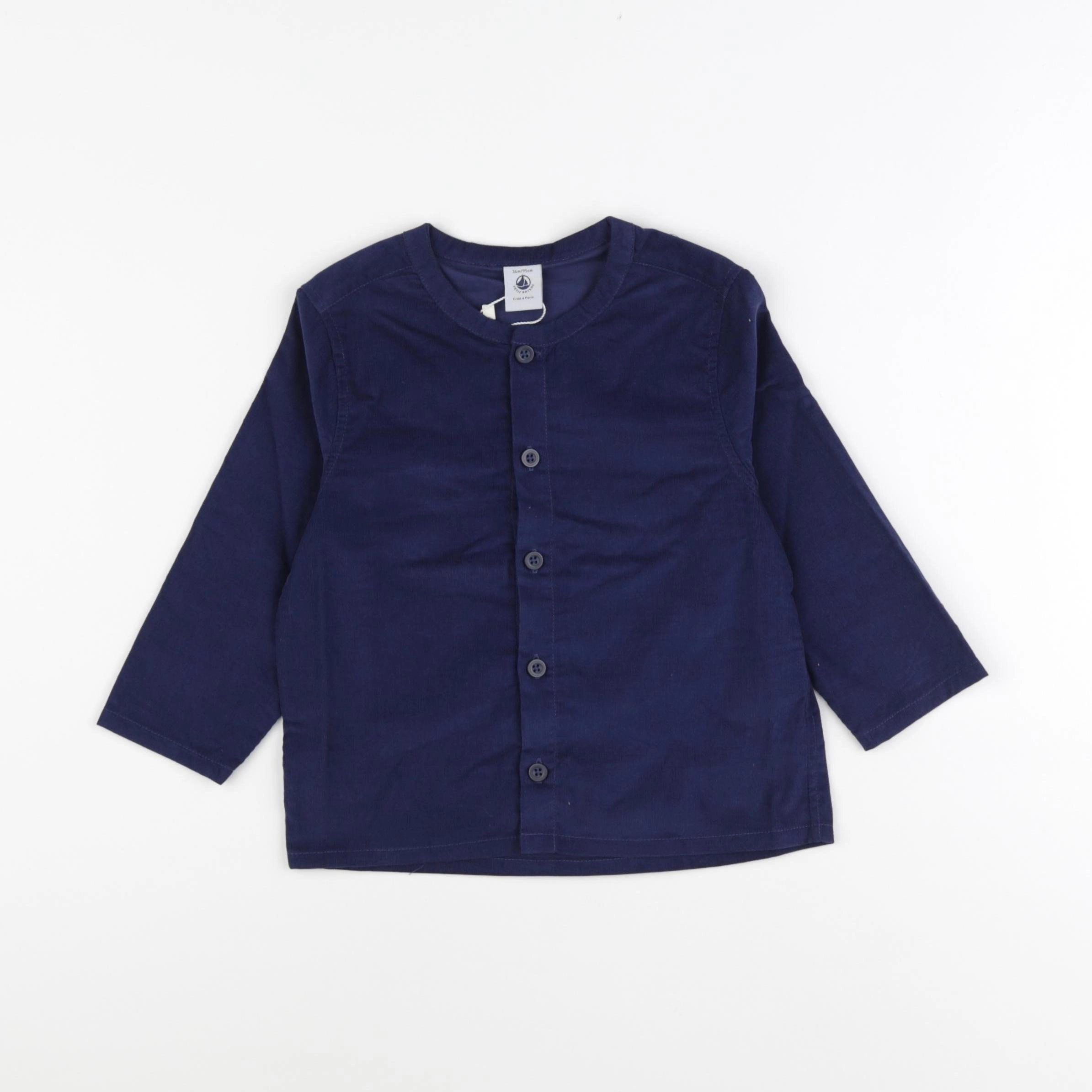 Petit Bateau - chemise bleu - 24 mois
