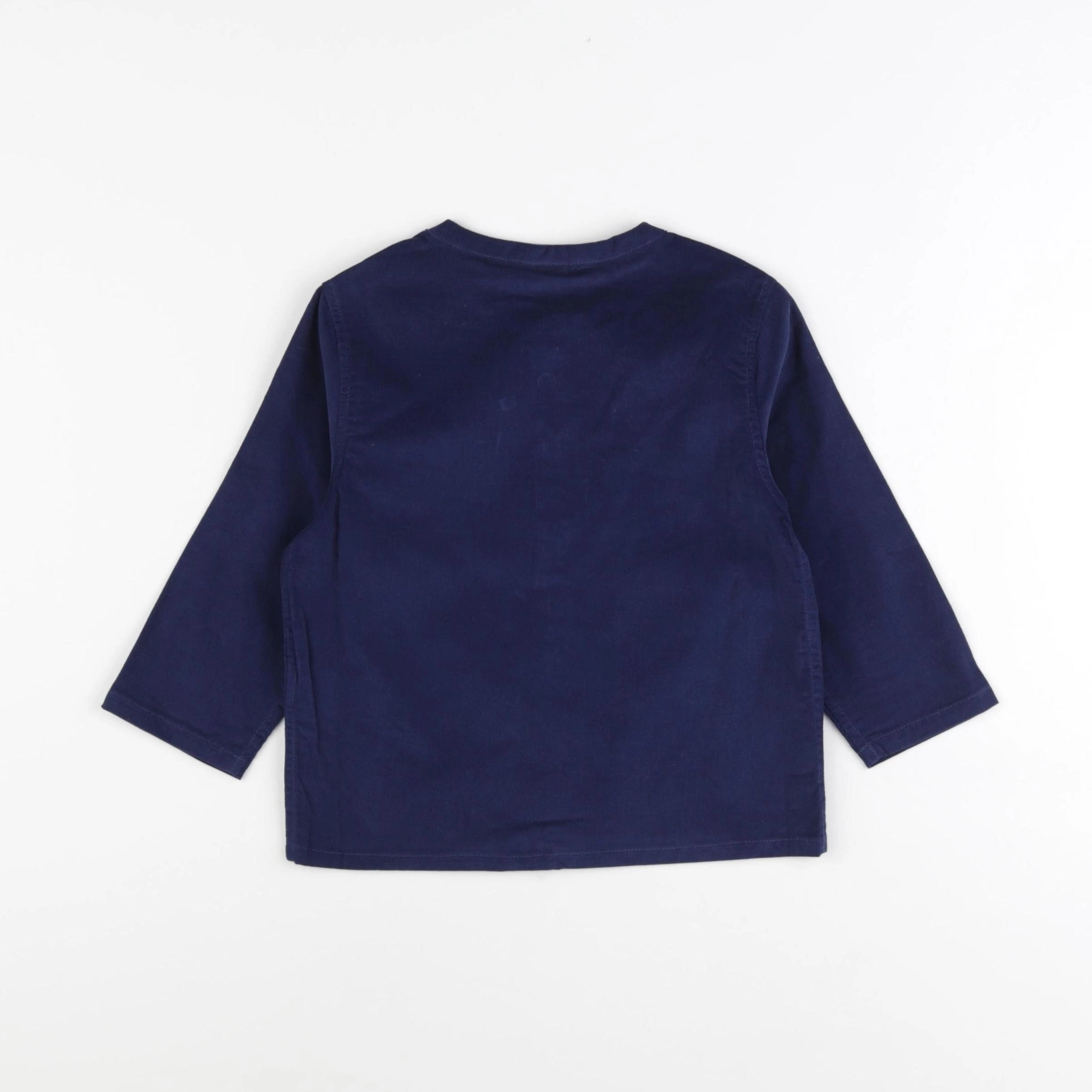 Petit Bateau - chemise bleu - 24 mois
