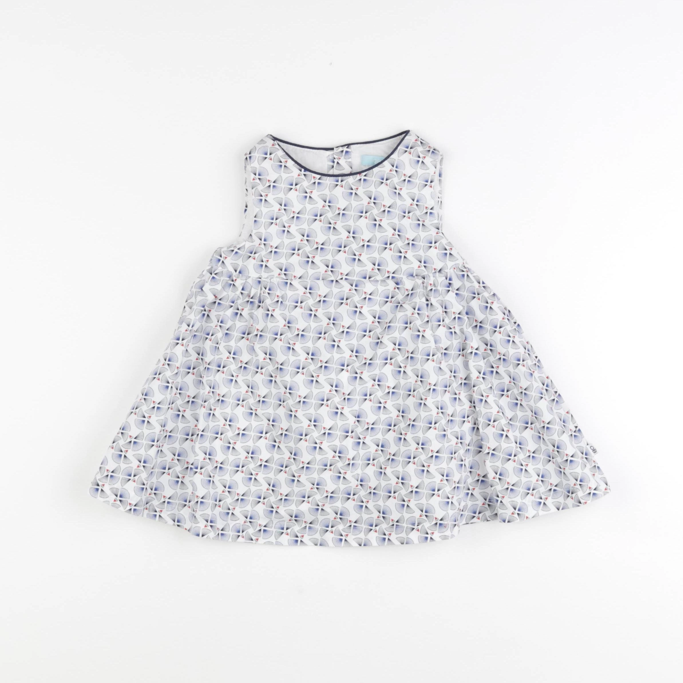 Obaïbi - robe blanc, bleu - 6 mois