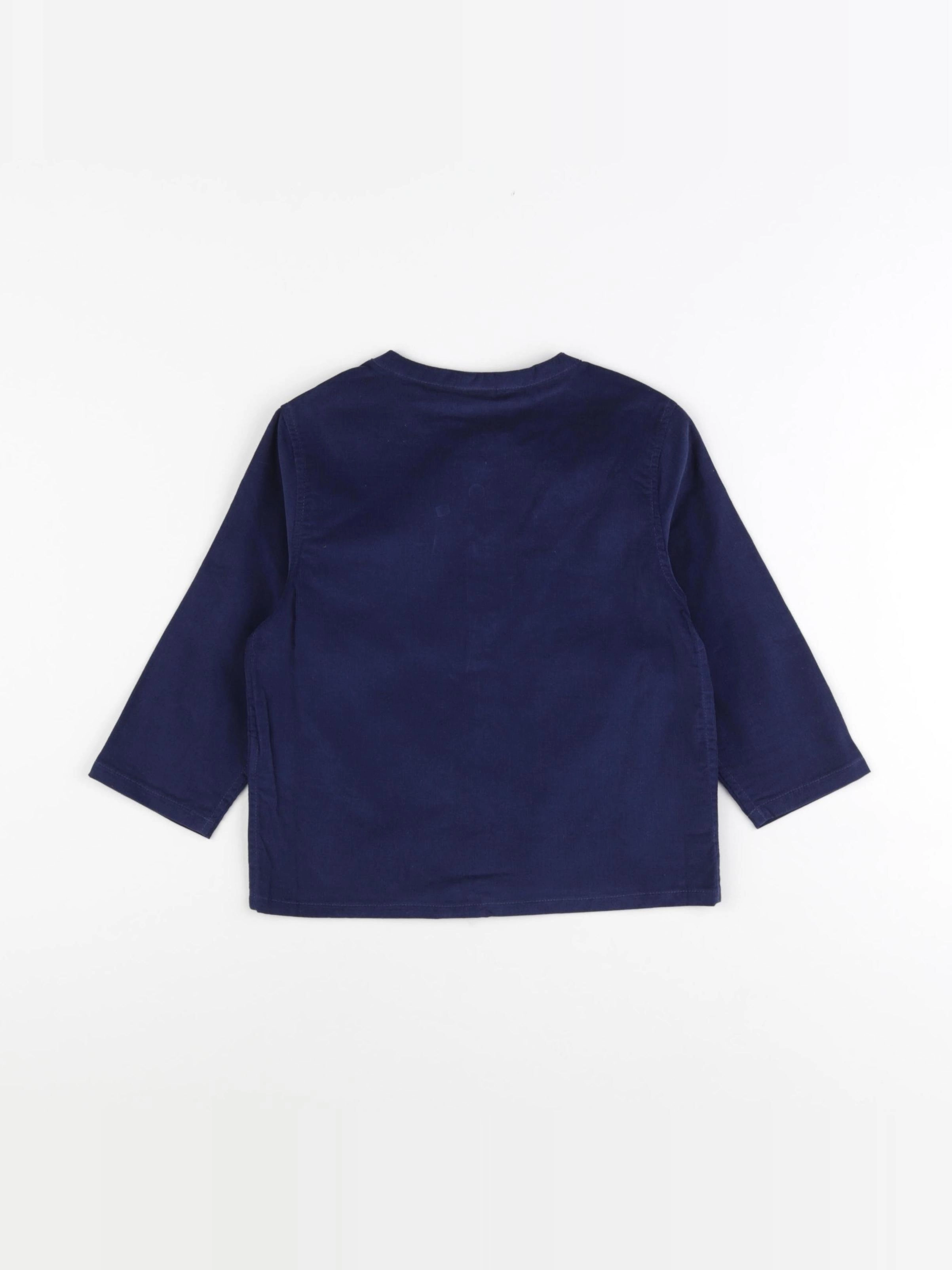 Petit Bateau - chemise bleu - 36 mois